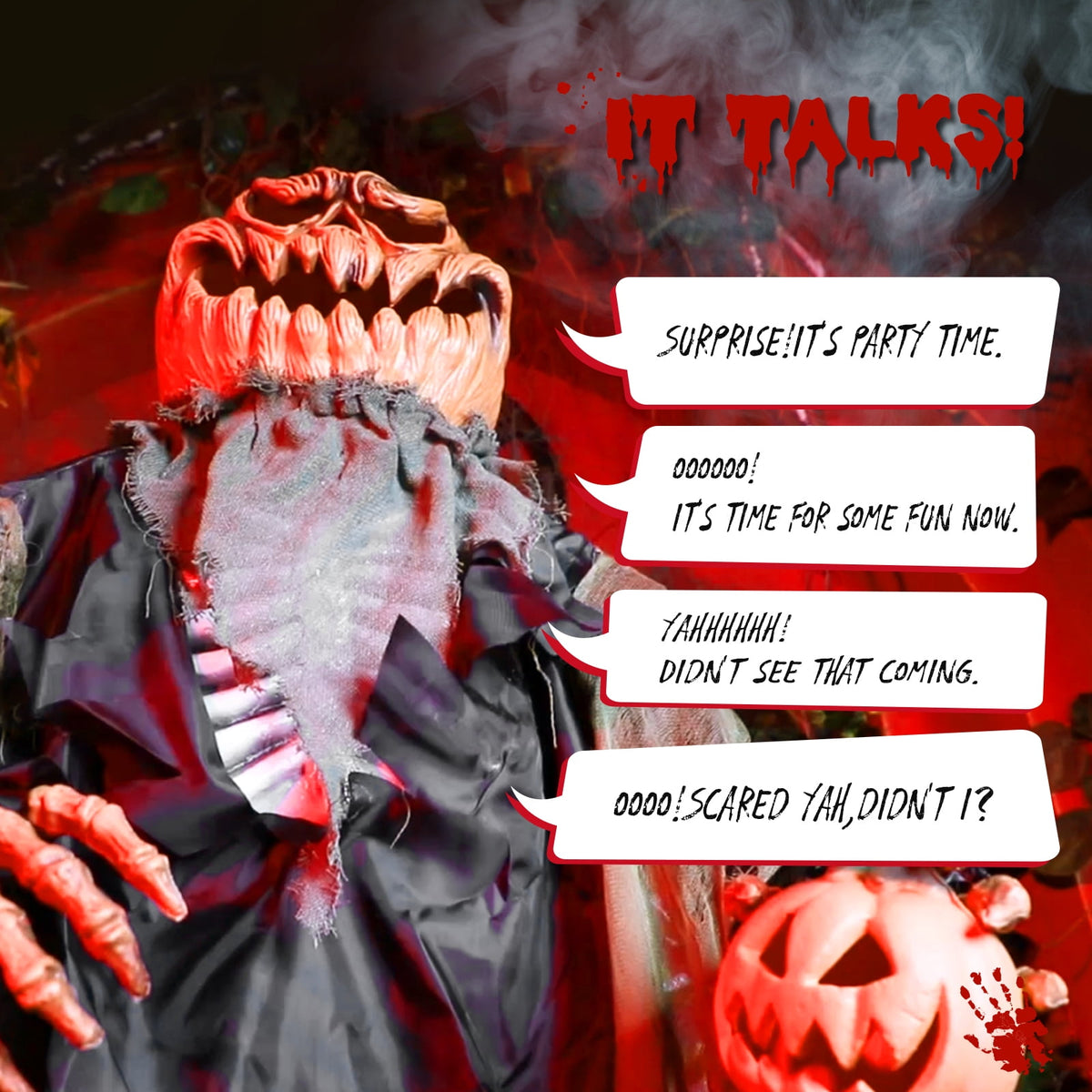 7ft Pumpkin Man Animated Animatronic Decoration Creepy Halloween w/ Pre-Recorded Screaming Ktaxon