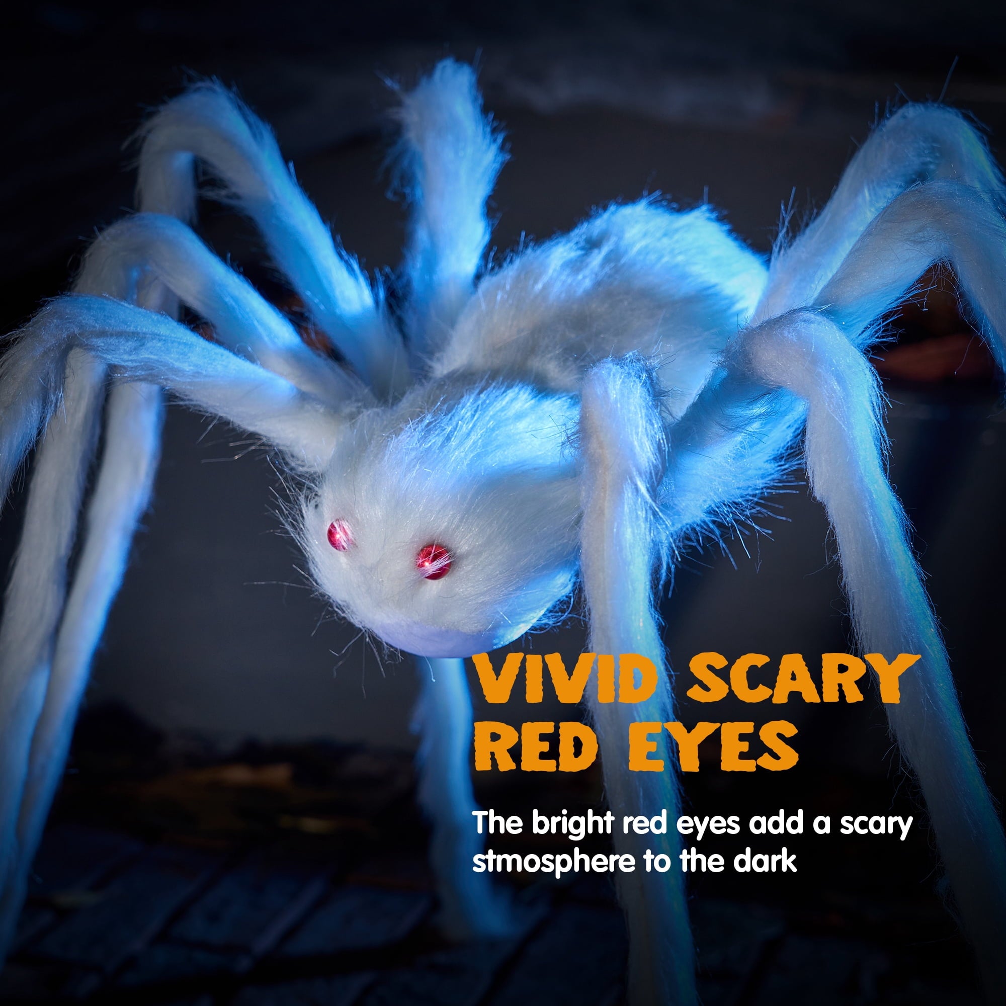 Joyfy 5 ft Scary Giant Spider Halloween Decorations Outdoor,Poseable Spider Lifelike Hairy Prop for Yard,Haunted House,Tree or Porch Party Decorations,Black
