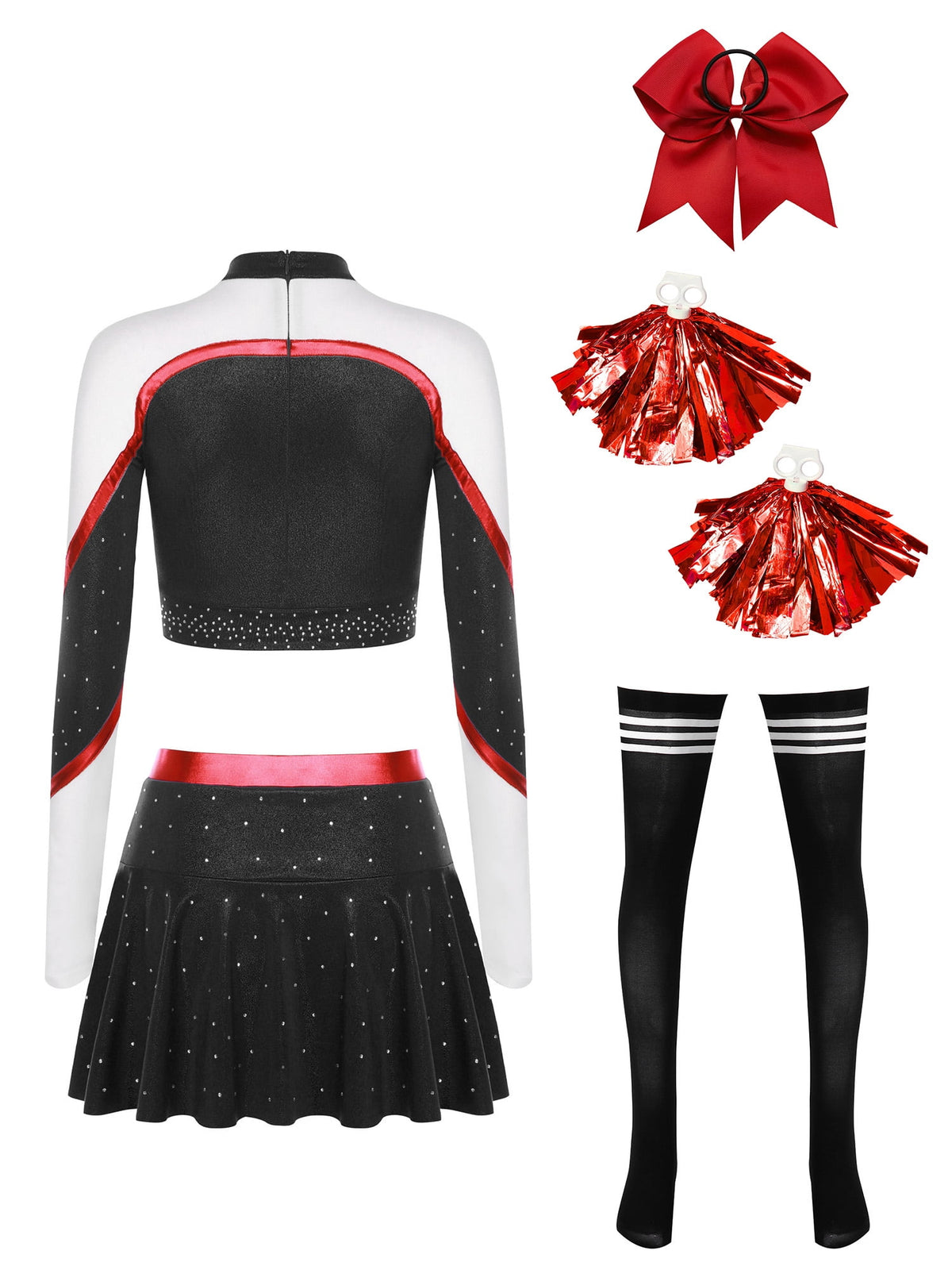 iiniim Womens Cheer Leader Costumes Set Schoolgirl Cheerleading Cosplay Halloween Party Uniform Purple XL
