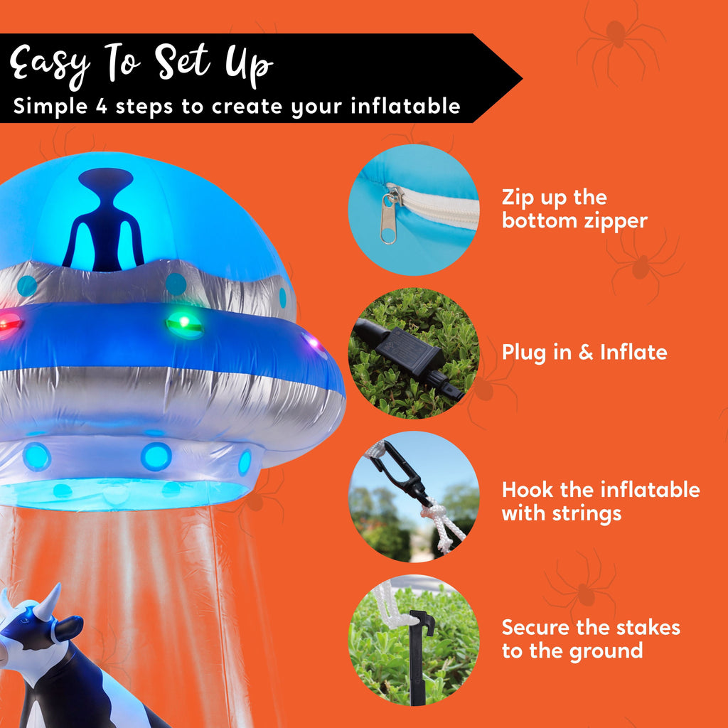 Joyfy 9 ft Halloween Inflatable Giant Alien Decoration with Built-in LEDs,Alien Halloween Decorations Outdoor Blow Up Yard Lawn Decoration