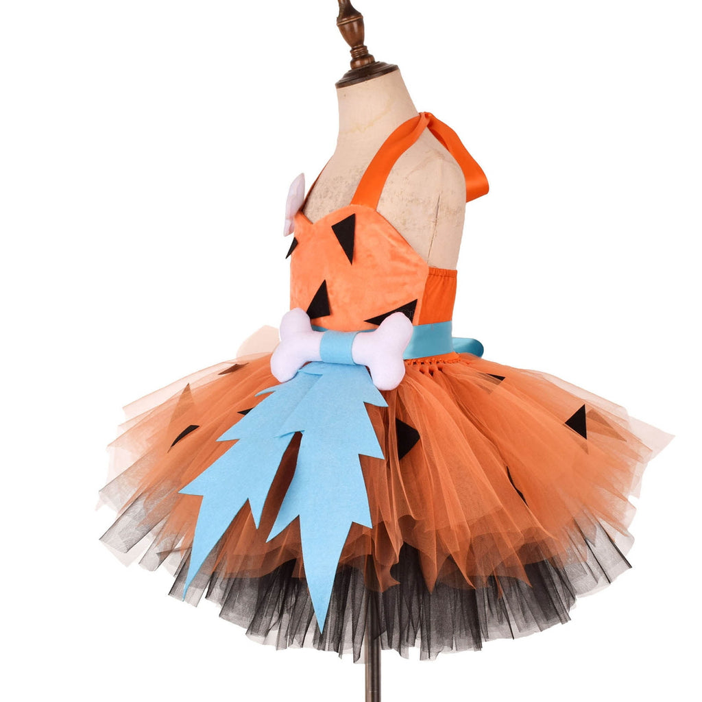 Jsaierl Kids Baby Girls Bam Bam Costume Caveman Cavegirl Stone Age Outfit for Girl Boy Cosplay Dress Up Photo Shoot