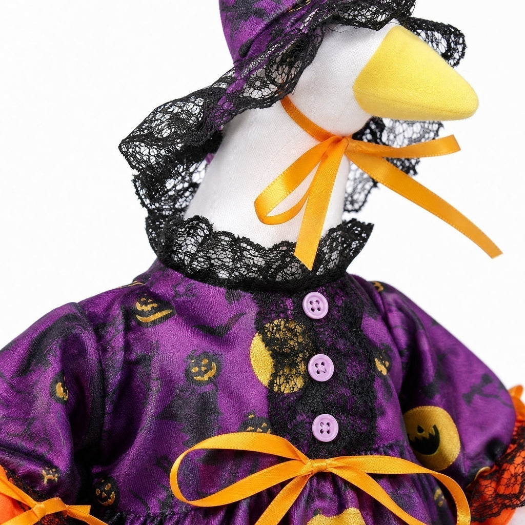 Outdoor Holiday Yard Decor, 23 Inch Porch Goose Outfits, Halloween Pumpkin Themed Porch Goose Clothes, Porch Goose Set with Hat and Treat Bag, Fits Standard 23 Inch Large Porch
