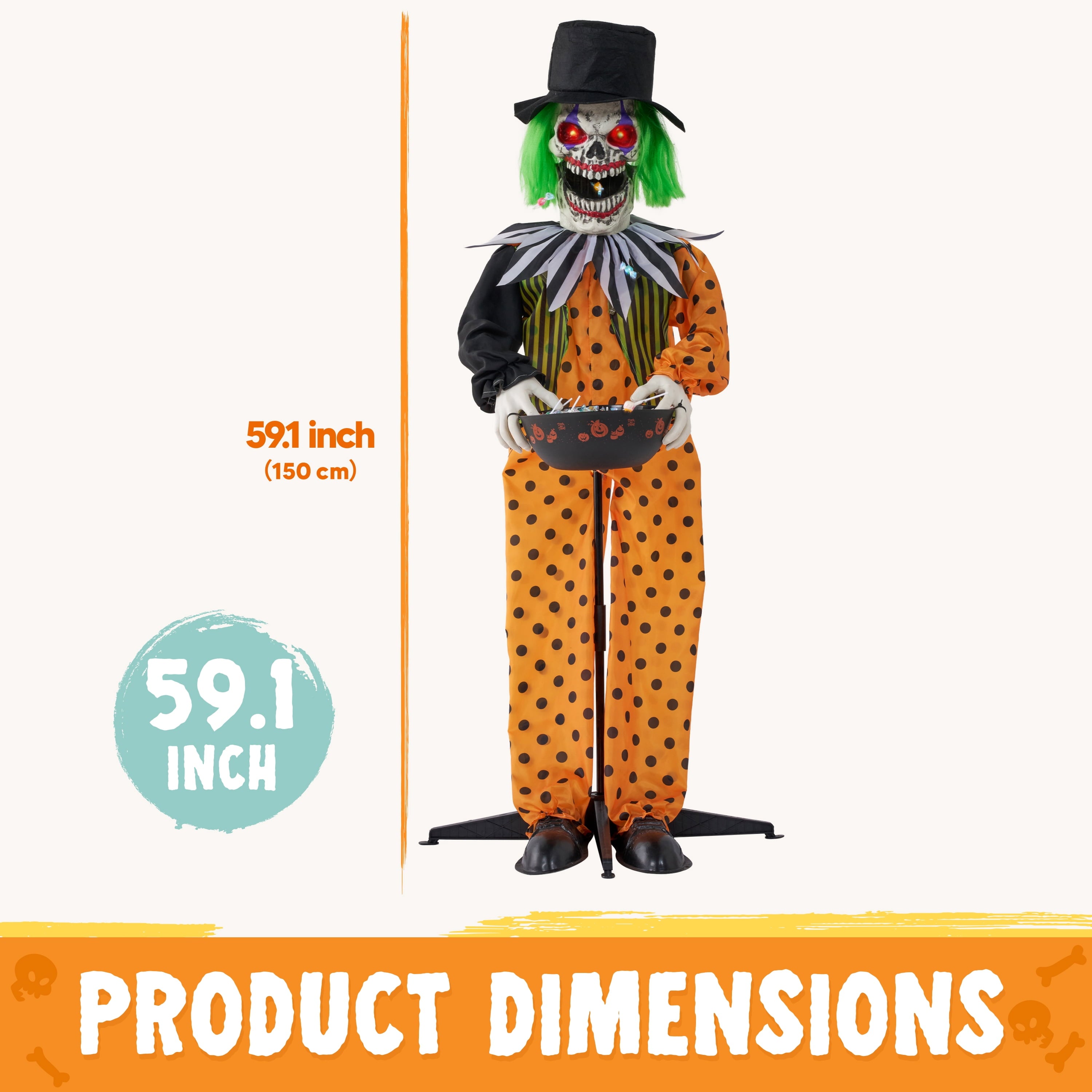 Joyfy 67" Standing Grim Reaper with Chain, Large Halloween Decorations Outdoor, Life Size Animatronics Skelton, Sound-Actived Party Decor with Creepy Sound & LED Eyes, Scary Haunted House Props