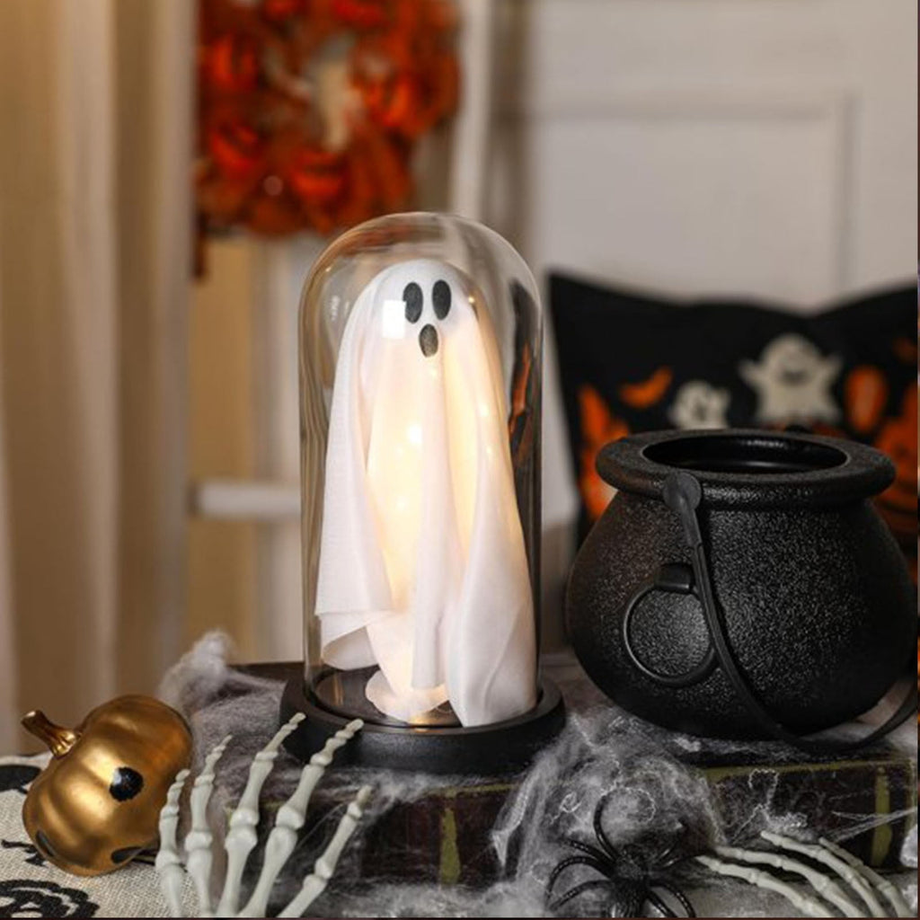 Diceymbol Halloween Decorations and Fall Decor, Halloween Venue Decoration Ghost Props LED Illuminated Ghost Decorations for Tabletop, Mantel, Shelf Indoor Outdoor 9.05 inch