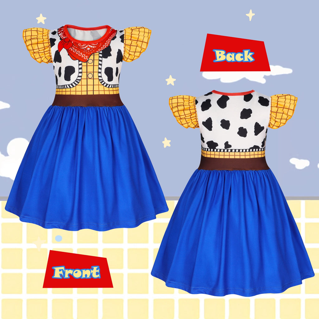 Benylion Girls Cowgirl Costume Summer Dress Toddler Princess Dress up for Kids Birthday Outfits Halloween Role Play Clothes for 3-4 Years