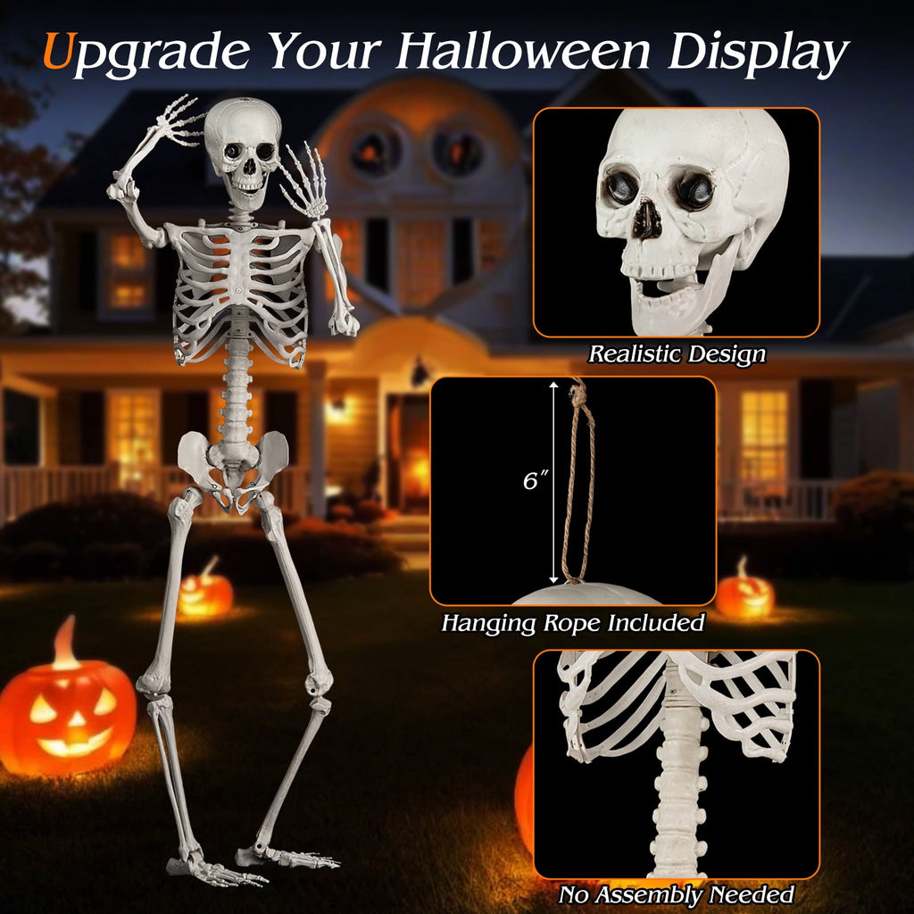 Costway 5.4ft Halloween Christmas Skeleton Life Size Realistic Full Body Hanging with Movable Joints 63 Inches