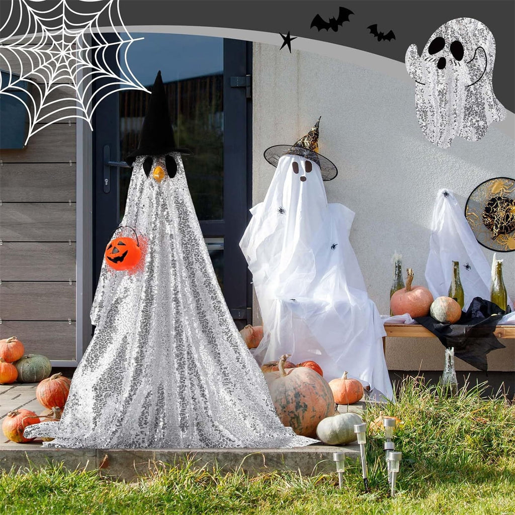 Bat Witch Hat Spiderweb Halloween Goose Clothes Fit 17/23In Cement Plastic Lawn Goose, Stylish Full Set for Outdoor Yard Patio Garden Seasonal Halloween Home Ornamental Arrangement