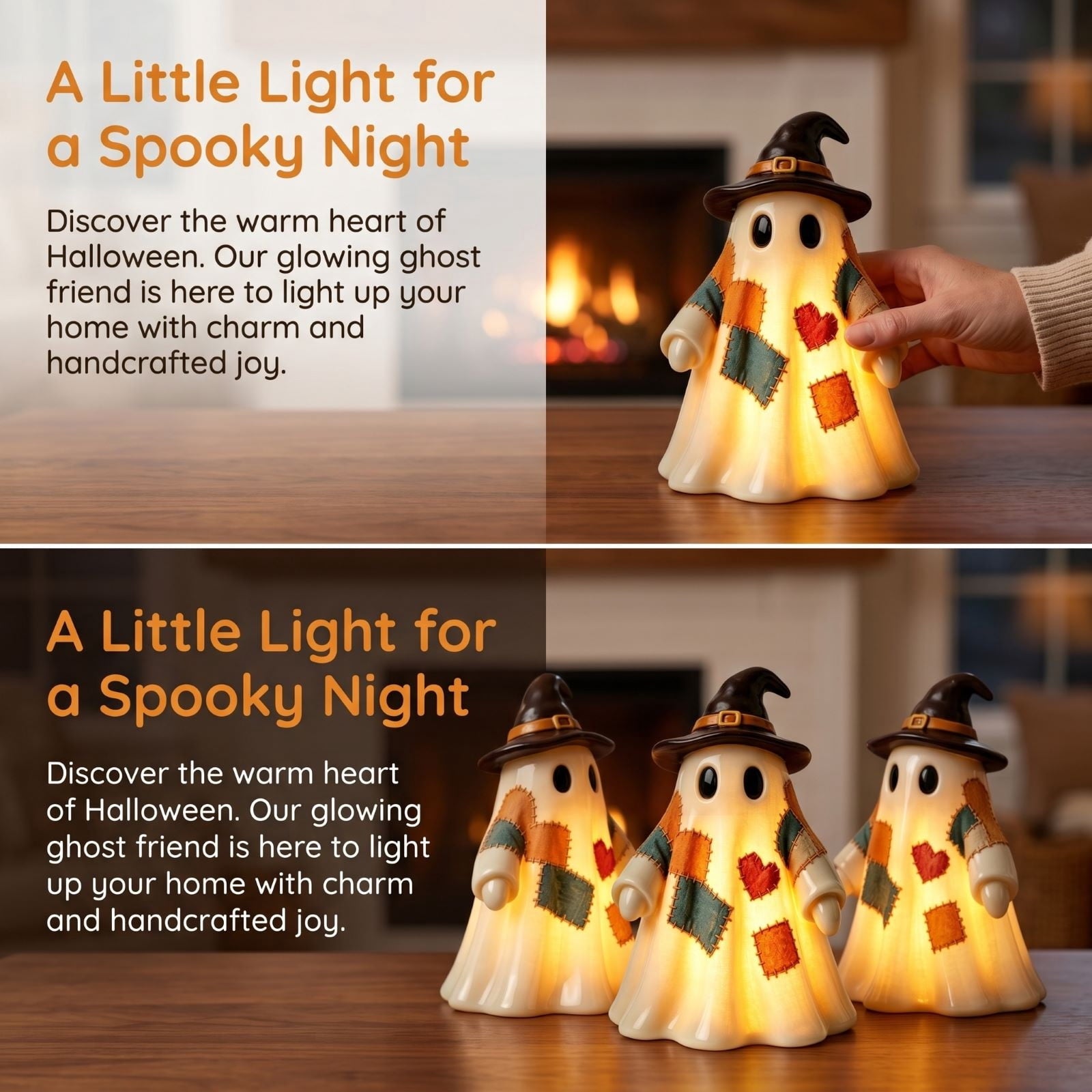 YZEGDCH Halloween 3D Ghost Campfire Flickering Night Light 2 Funny Roasting Marshmallows at Campfire LED Electric Faux Flameless Campfire Nightlight Funny Halloween Decor