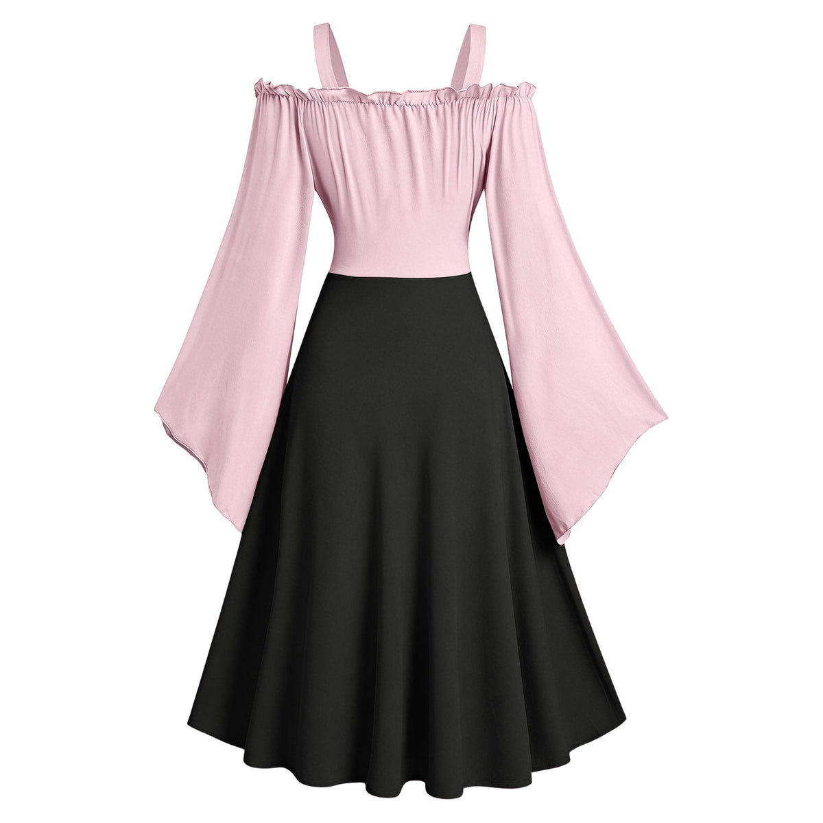 Gothic Dresses for Women Medieval Renaissance Halloween Costume Lace Up Corset High Low Ruffle Hem Square Neck Vintage Gown