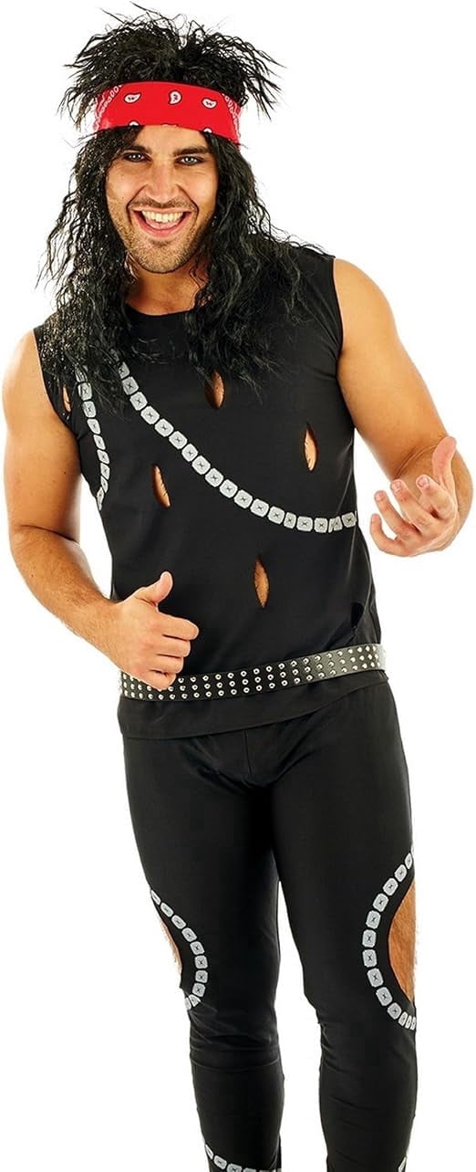 Fun Shack Mens 80s Glam Rocker Costume Adult Rockstar Rock Punk Star Fancy Dress Halloween Black L