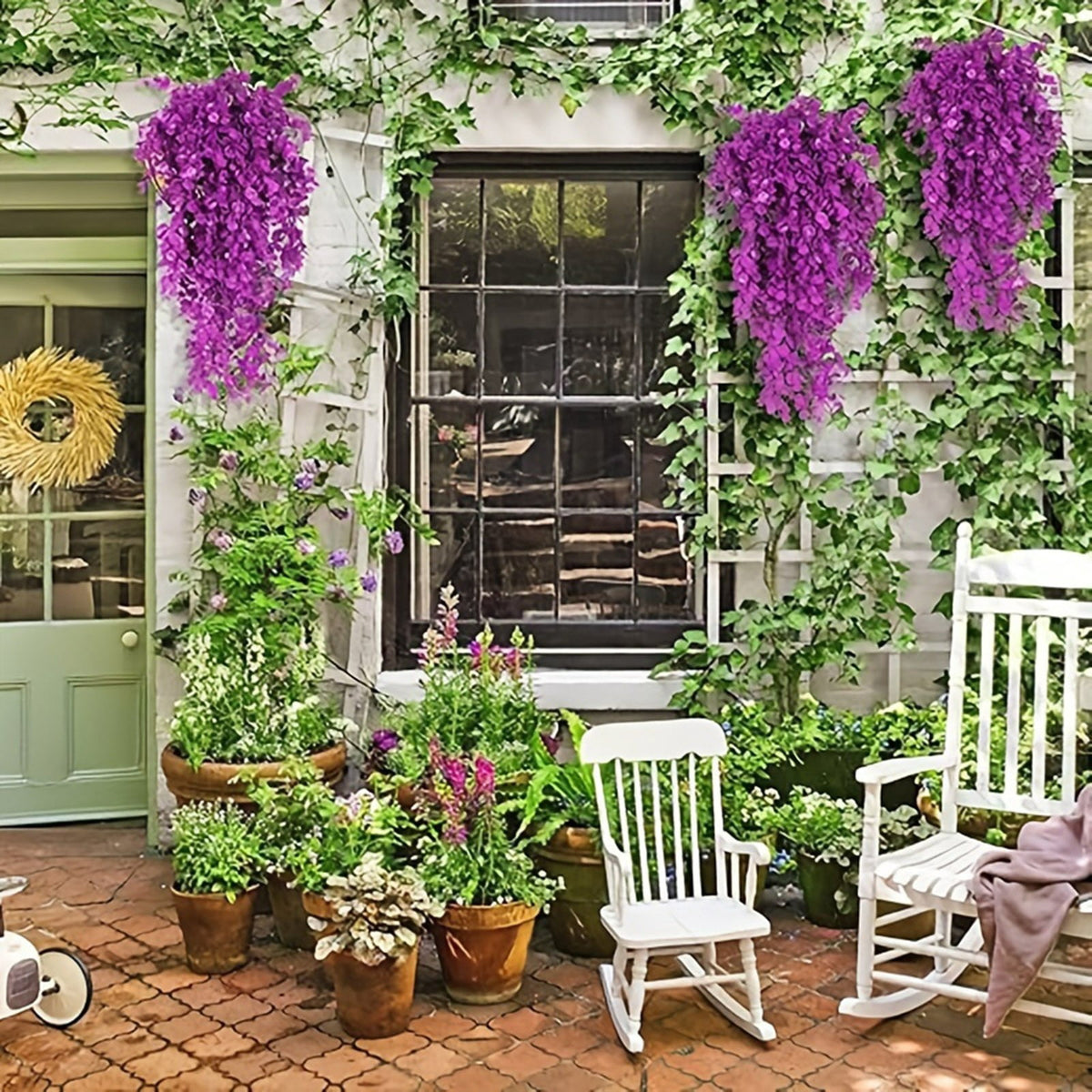 2-Pack Fake Hanging Plants, Faux Hanging Plant Artificial Greenery for Living Room Bedroom Boho Wall Shelf Indoor Outdoor Decor Artificial Hanging Plants
