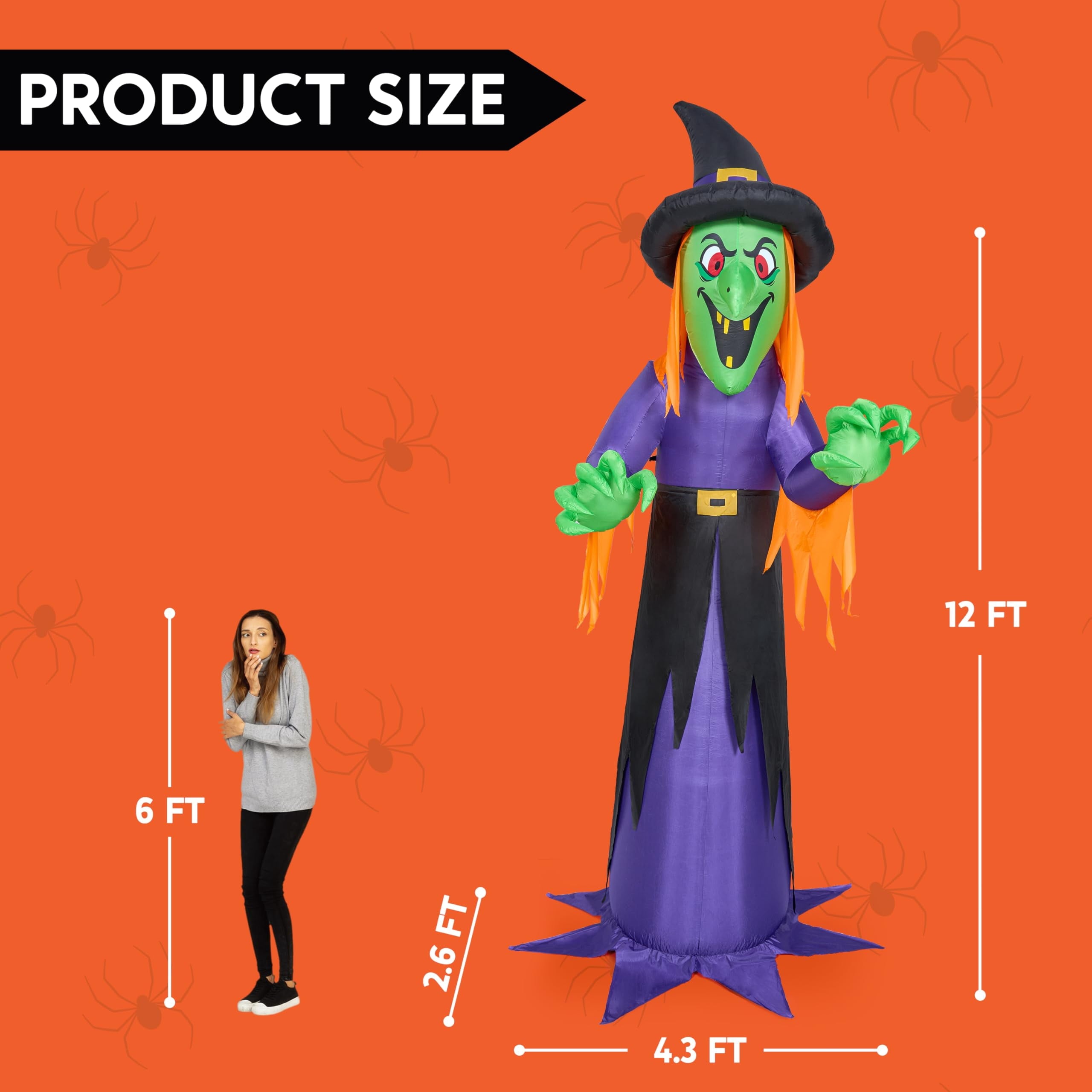 Joyfy 12 FT Halloween Inflatable Giant Grim Reaper Decoration with Built-in LEDs,Grim Reaper with Scythe Halloween Decorations Outdoor Blow Up Yard Lawn Decoration