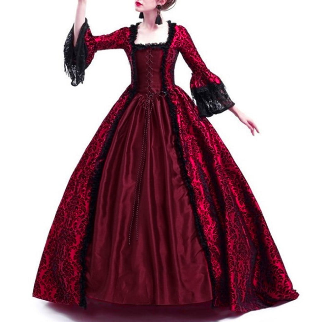 Jsaierl Victorian Dress for Women 1800S Medieval Renaissance Dress Corset Flare Sleeve Vintage Dress Cocktail Party Ball Gown