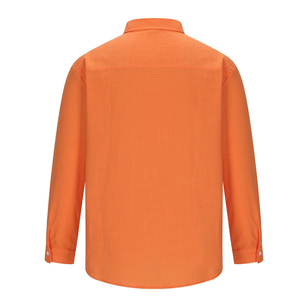 YLSDY Men's Medieval Renaissance Pirate Shirt Vintage Linen Tunic Tops V-Neck Long Sleeve Lace-Up Loose Fit Blouse Orange XXXL