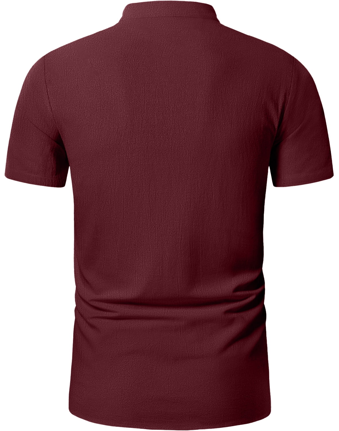 HAOMEILI Men's Cotton Linen Lace-Up V-Neck Short Sleeve Shirt