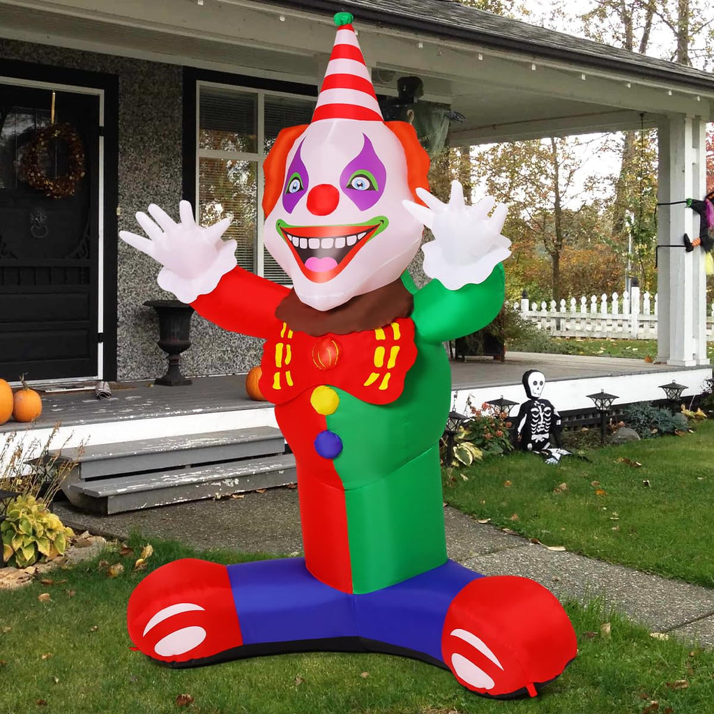 COMIN 7 FT Halloween Inflatables Outdoor Decorations Laugh Clown Blow Up Yard Decoration with Built-in LEDs for Garden Lawn Party Decor
