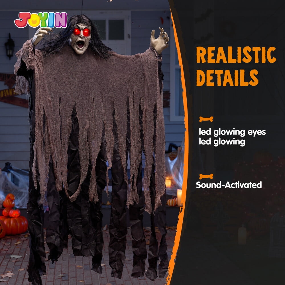 Joyfy Halloween Decorations Outdoor Groundbreaker Creepy Life Size Light Up Climbing Zombie Groundbreaker with Sound,Motion Activated Halloween Decorations Haunted House Decorations