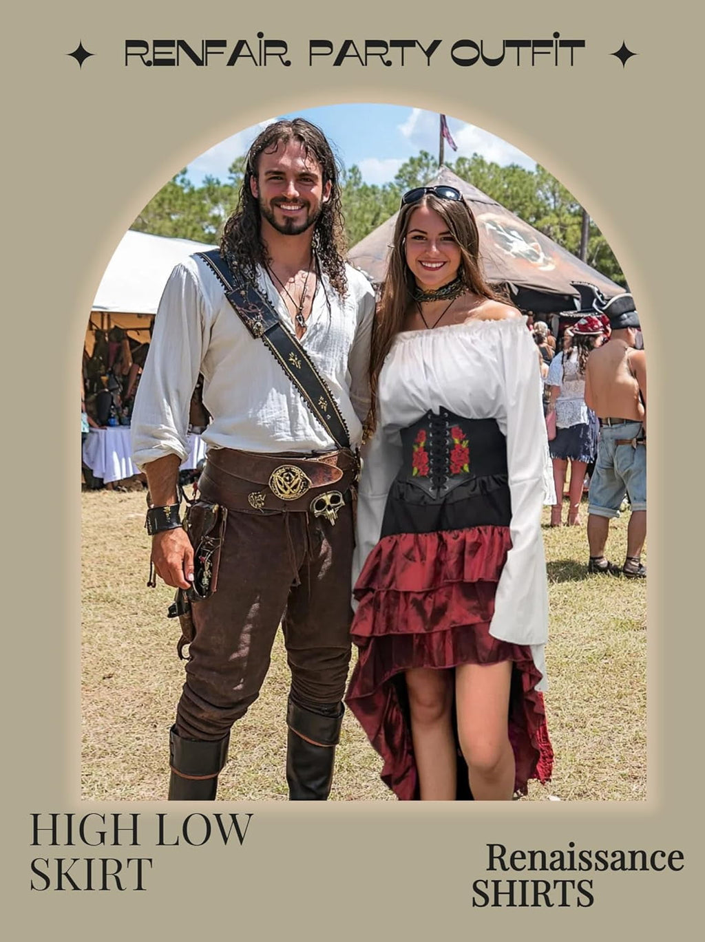 2026 Halloween Pirate Costume Women, Fancy Dress Cosplay Costumes Set with Renaissance Pirate Shirt Skirt Corset Waist Belt