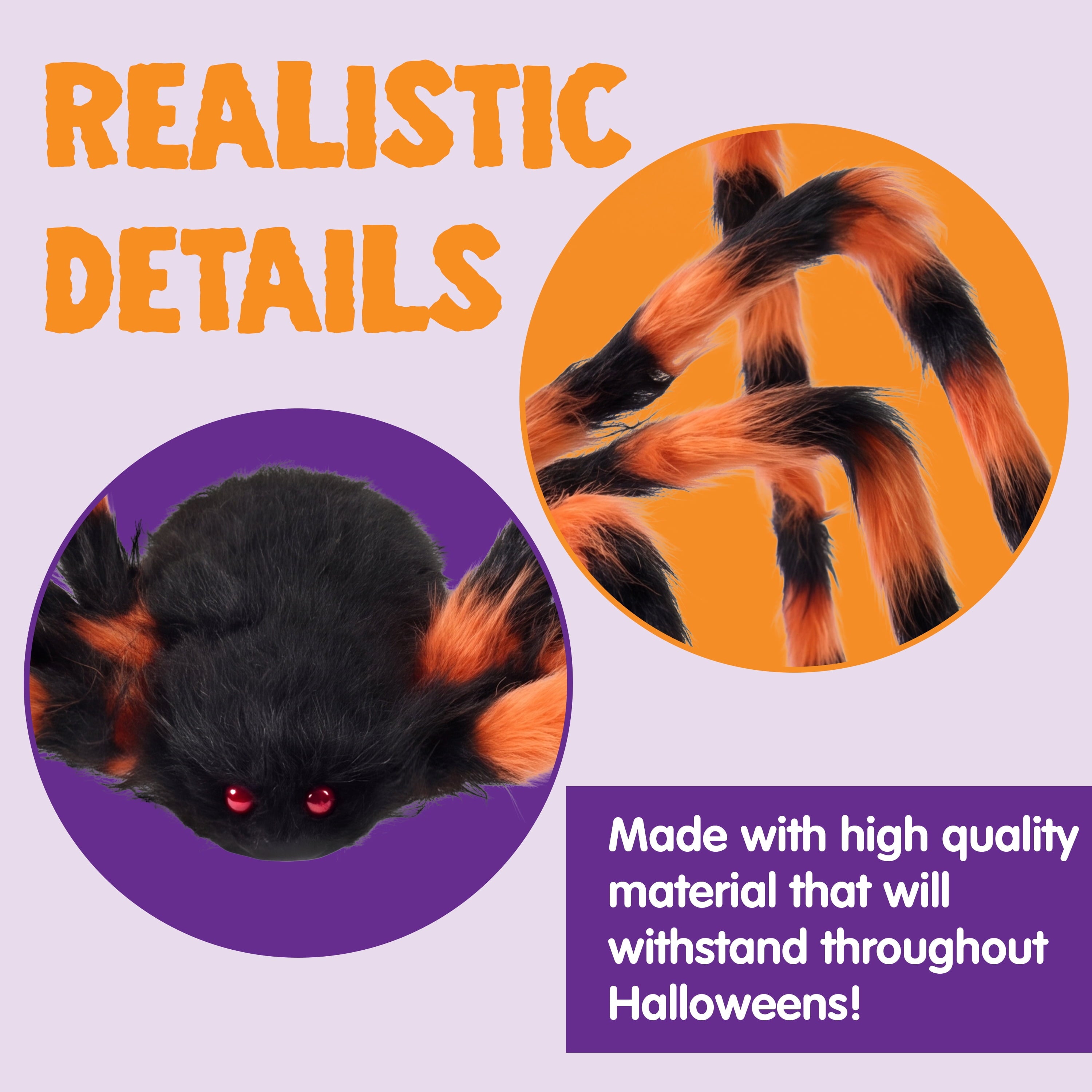 Joyfy 5 ft Scary Giant Spider Halloween Decorations Outdoor,Poseable Spider Lifelike Hairy Prop for Yard,Haunted House,Tree or Porch Party Decorations,Black