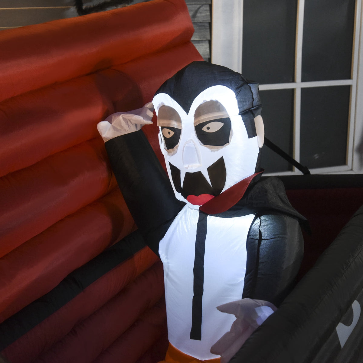 HomCom Vampire Giant Coffin Outdoor LED Waterproof Yard Inflatable, 2.6'