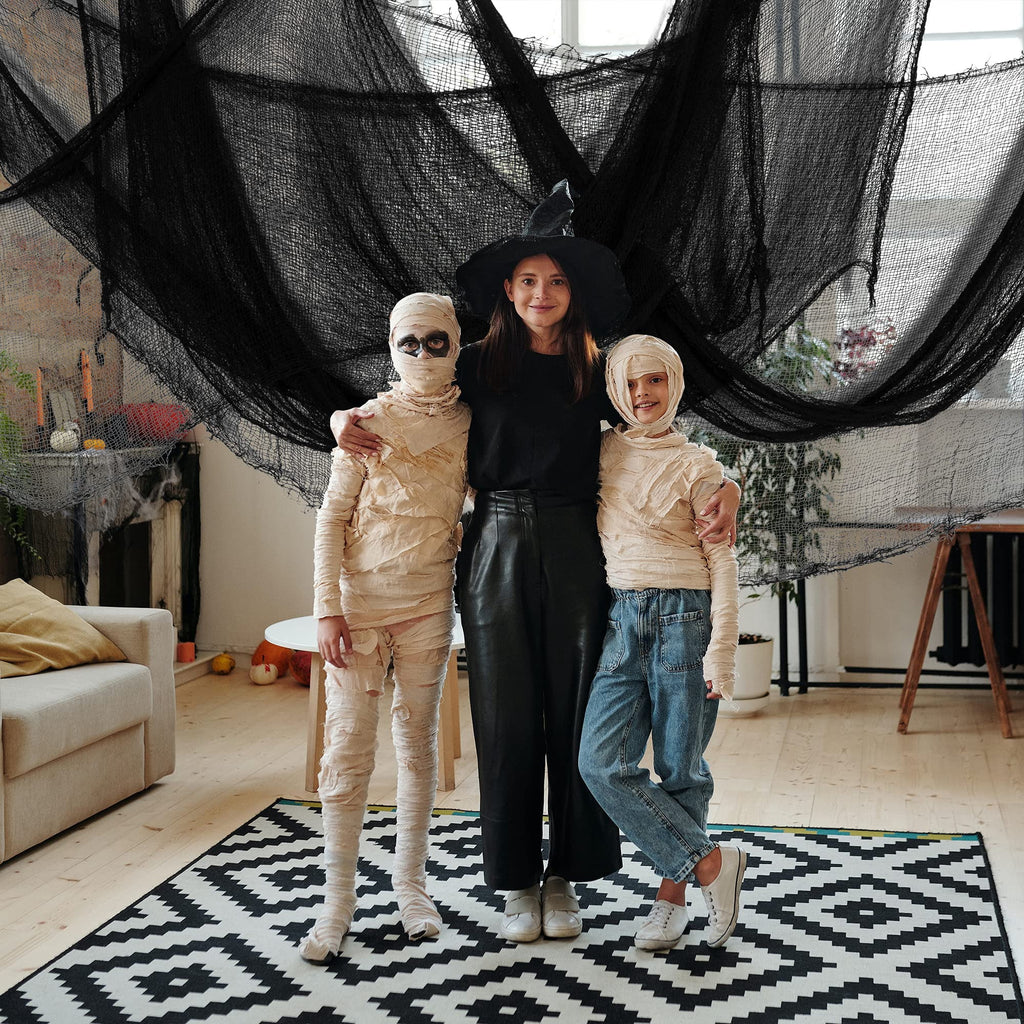 EBaokuup 500 x 39 Inch Black Halloween Creepy Cloth, Gauze Fabric Decoration for Haunted House