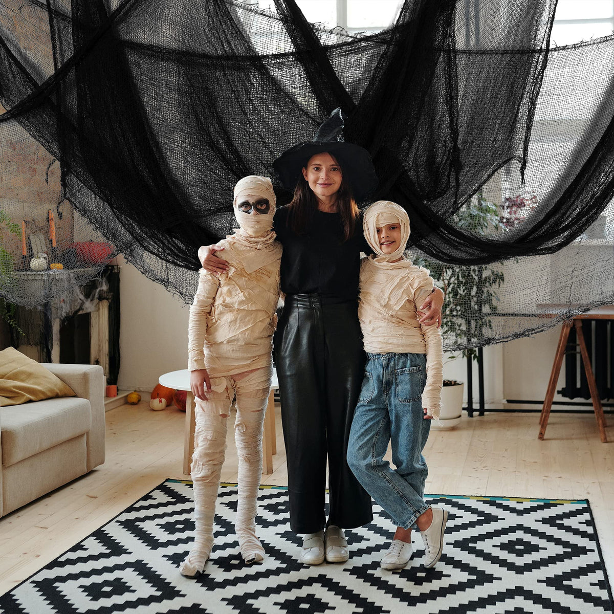 EBaokuup 500 x 39 Inch Black Halloween Creepy Cloth, Gauze Fabric Decoration for Haunted House