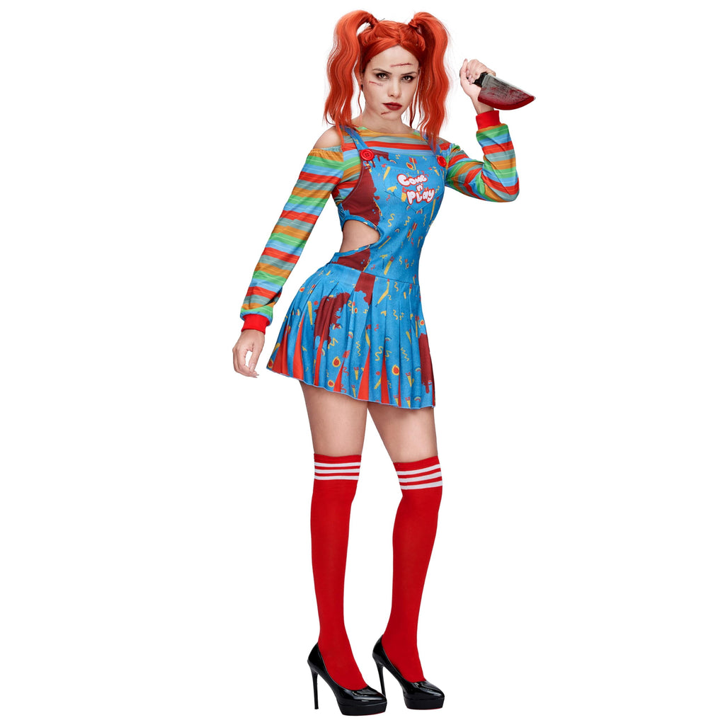 Joyfy Creepy Doll Costume for Women, Family Matching Killer Doll Costume for Halloween Fancy Dress up Cosplay