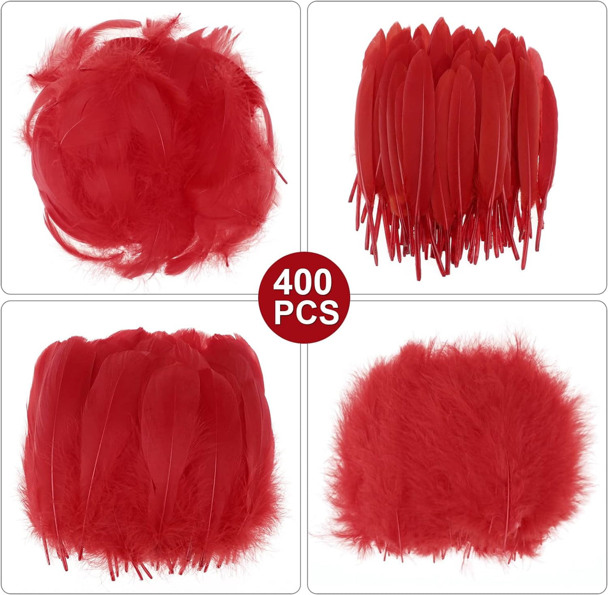 600PCS Red Feathers, 3-4.7 inch Feathers Bulk for DIY Crafts Wedding Halloween Costume Party Decorations Dream Catcher Supplies