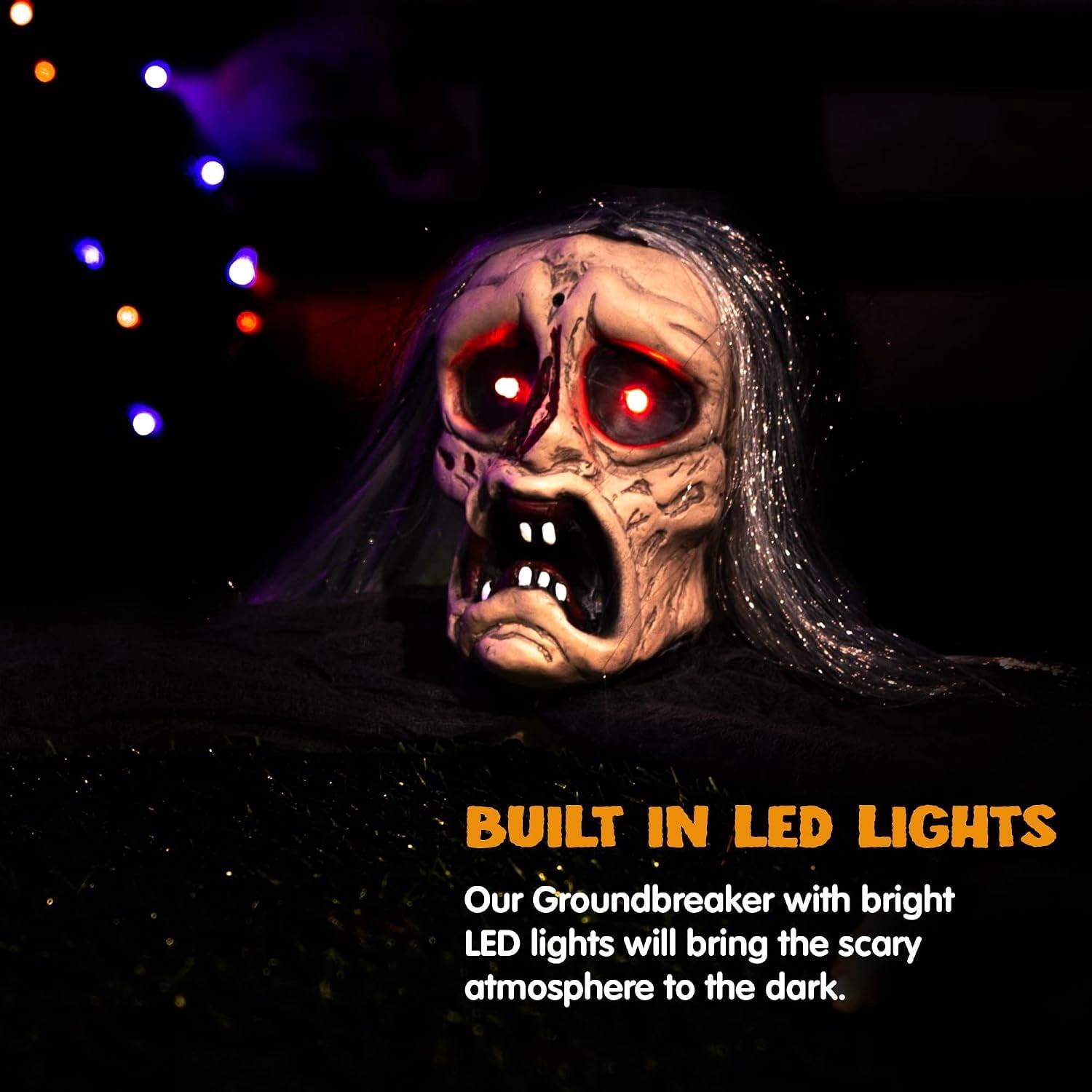 Joyfy Halloween Groundbreaker Halloween Decorations Zombie with Sound and Flashing Eyes,Outdoor Scary Halloween Yard Decorations