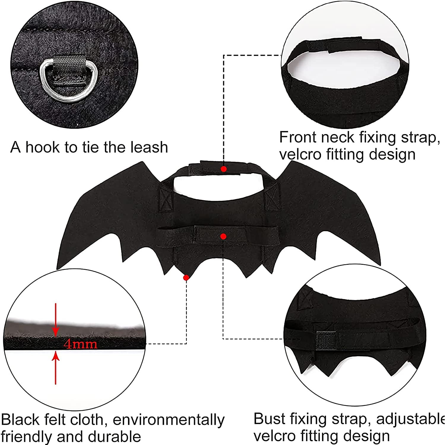 Halloween Dog Bat Wings Pet Costume for Halloween Party Decorations, Cute Puppy Dog and Cat Collar Bat Wings with Pumpkin Bells Cosplay Party (X-Large)