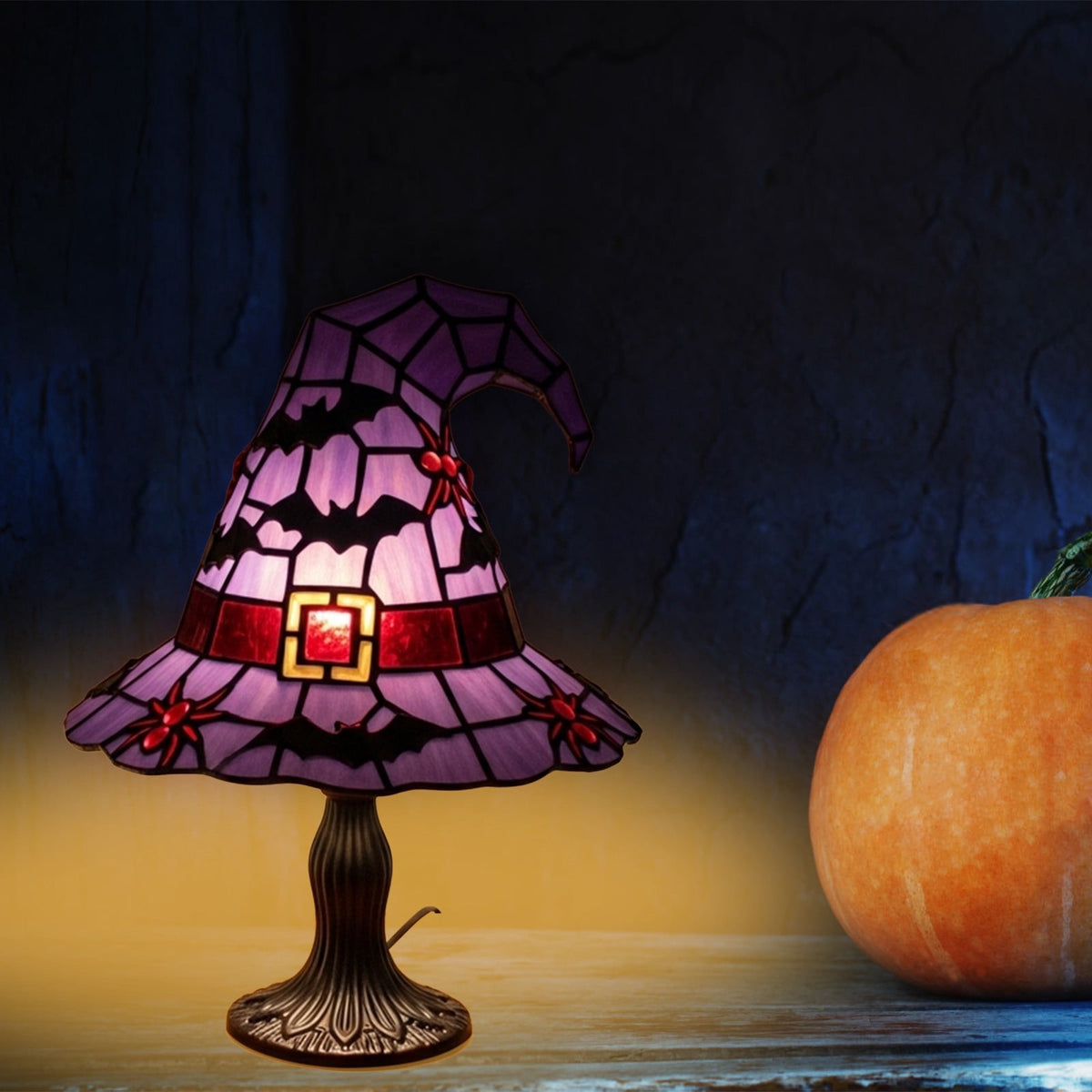 Halloween Decor Witch Hat Lamp, LED Halloween Night Light, Halloween Decorations Indoor, Witchy Decor for Shelf Mantel Table, Gothic Home Decoration