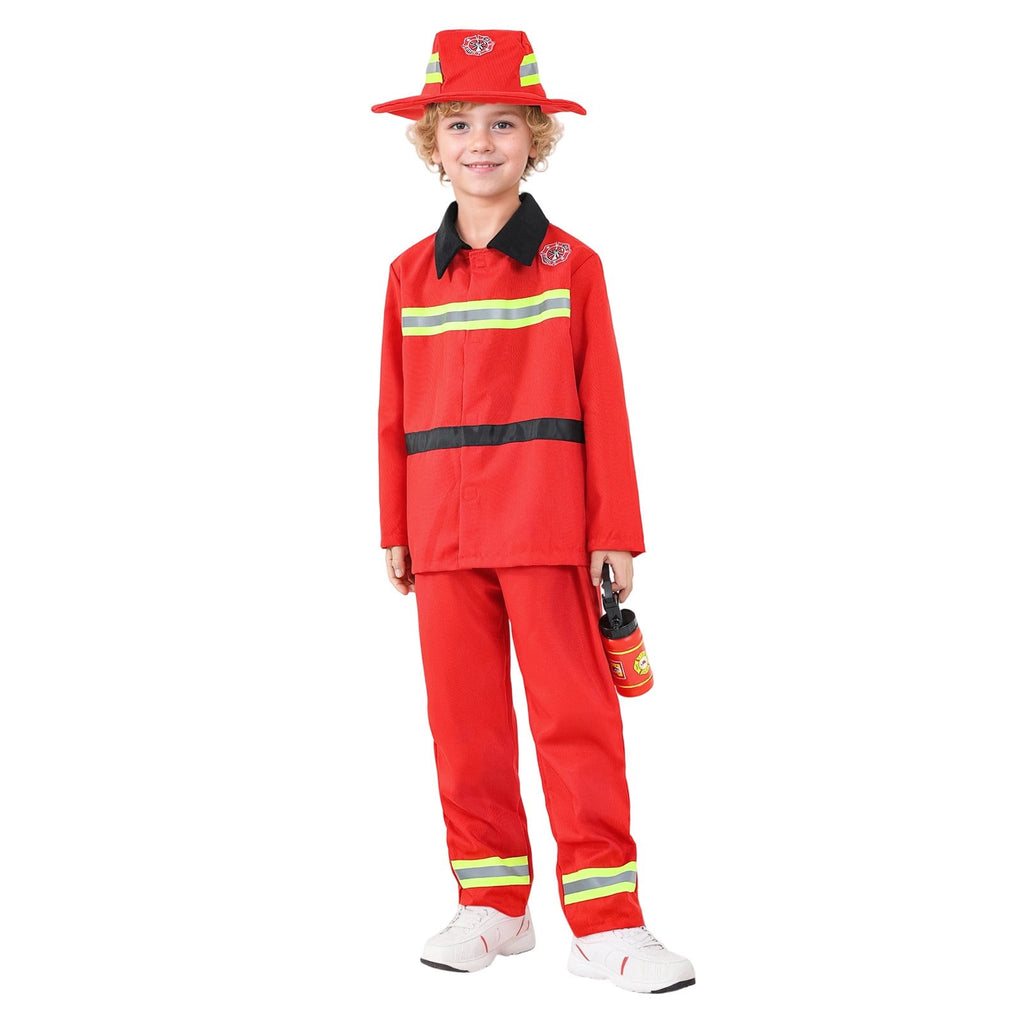 LIIPEE Boys Fireman Costumes Kids Fancy Dress Up With Accessories Clothes 7 Piece Party Outfits,18-24 Months