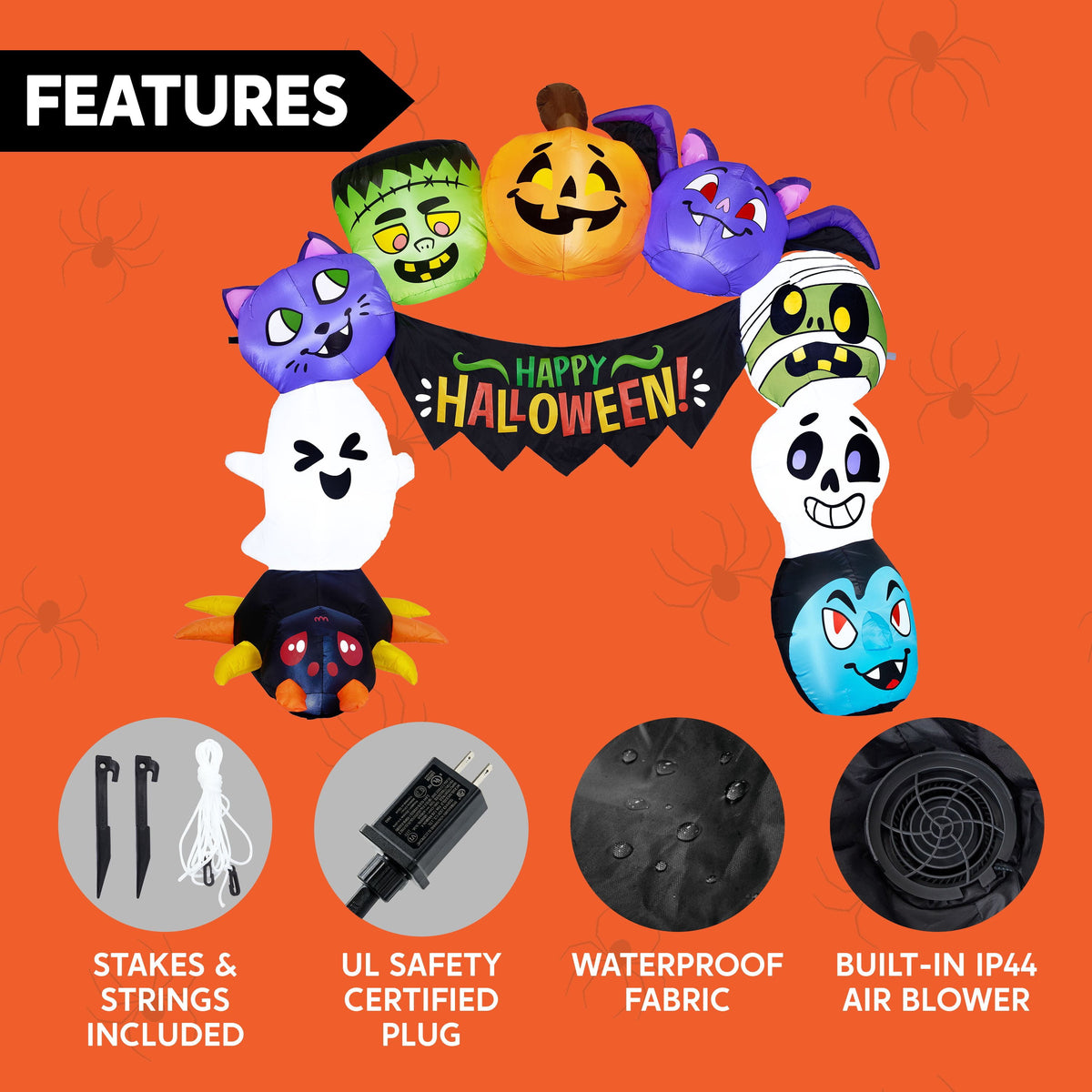 Joyfy 6 FT Halloween Inflatable Haunted Castle Decoration,Trunk or Treat Car Decorations Kit Ghost and Pumpkin with Built-in LED Light for Halloween Party Indoor,Outdoor,Yard,Garden Decor