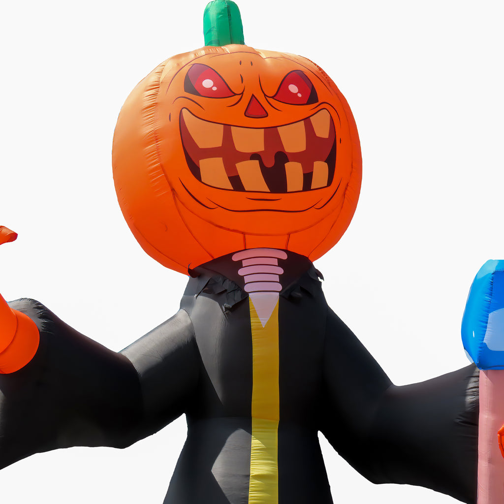 National Tree Company 20ft Inflatable Halloween Pumkin Reaper, 6 White LED Lights- UL