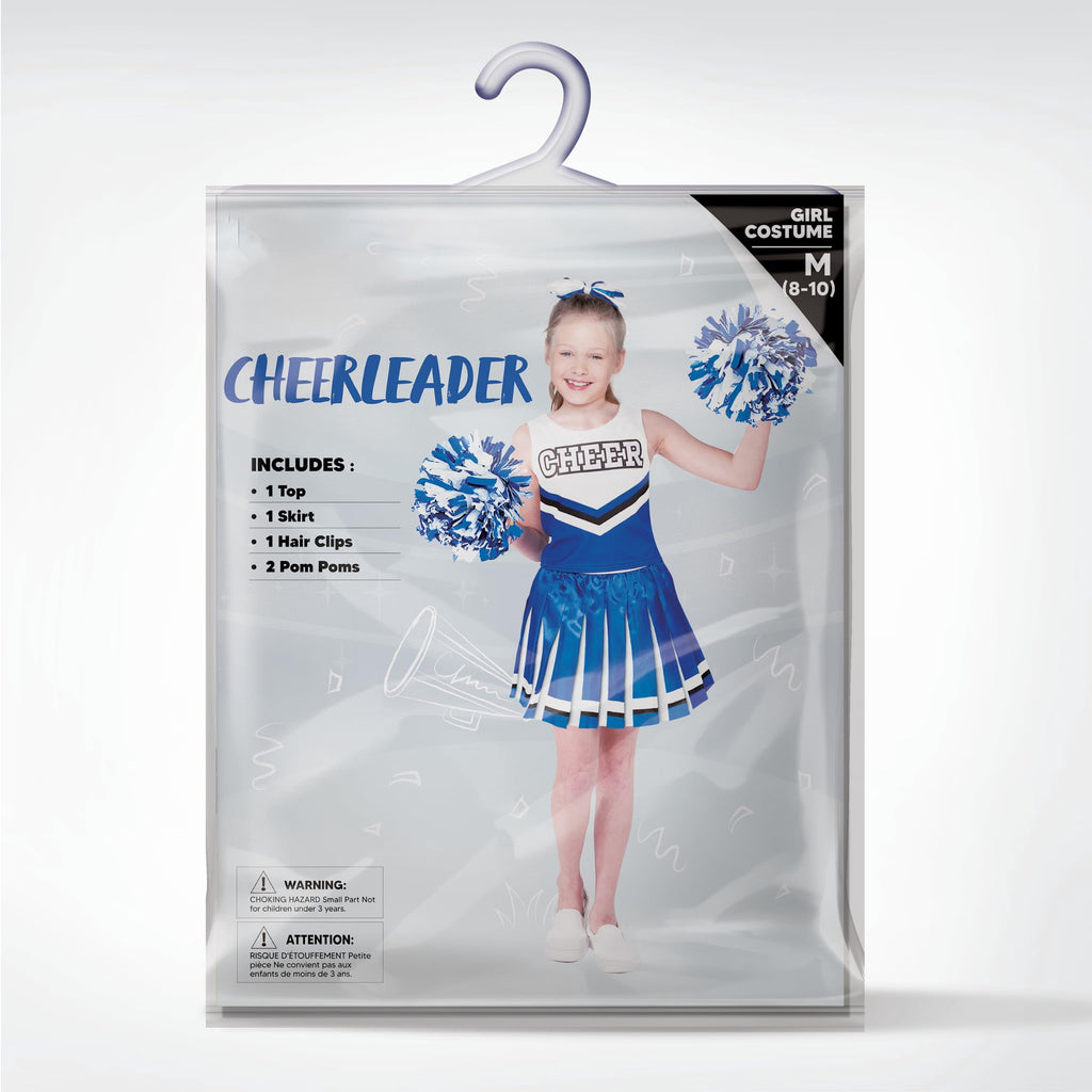 Joyfy Cheerleader Costume for Girls, Halloween Cute Cheer Uniform Outfit with Accessories for Kids Halloween High School Cheerleader Dress Up Costumes