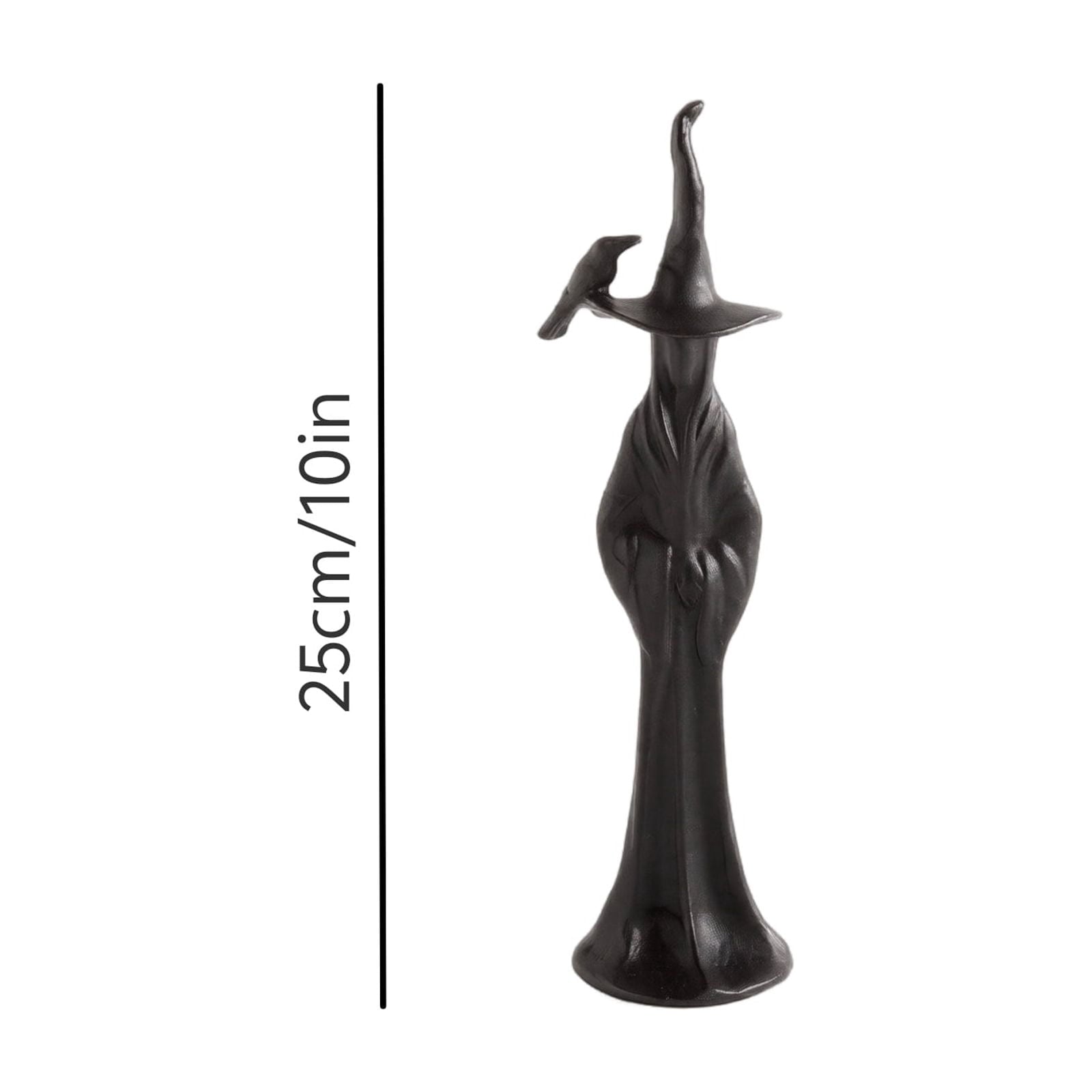 QLUEWX Halloween Sculpted Black Witch Statue, Resin Gothic Witch Figurine with Crow, 10 Inch Vintage Black Witch Sculpture Decor for Tabletop Mantel Shelf Home Holiday Party Decoration