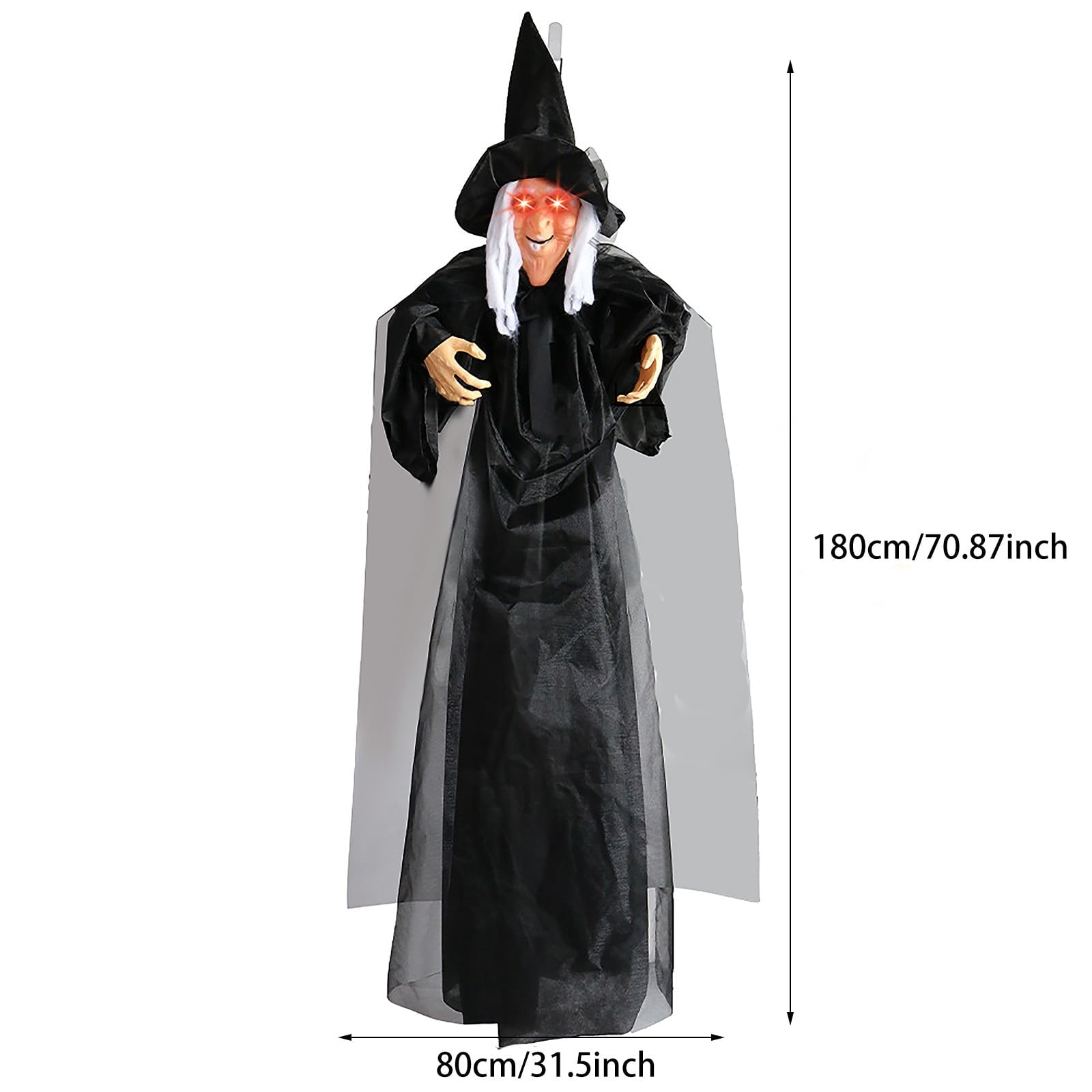 ZTTD Life Size Hanging Witch Halloween Decor (71 Inches) | Sound & Touch Activated Talking Halloween Decorations | Witch Props Excellent Choice for Haunted House | Indoor & Outdoor Animated Prop