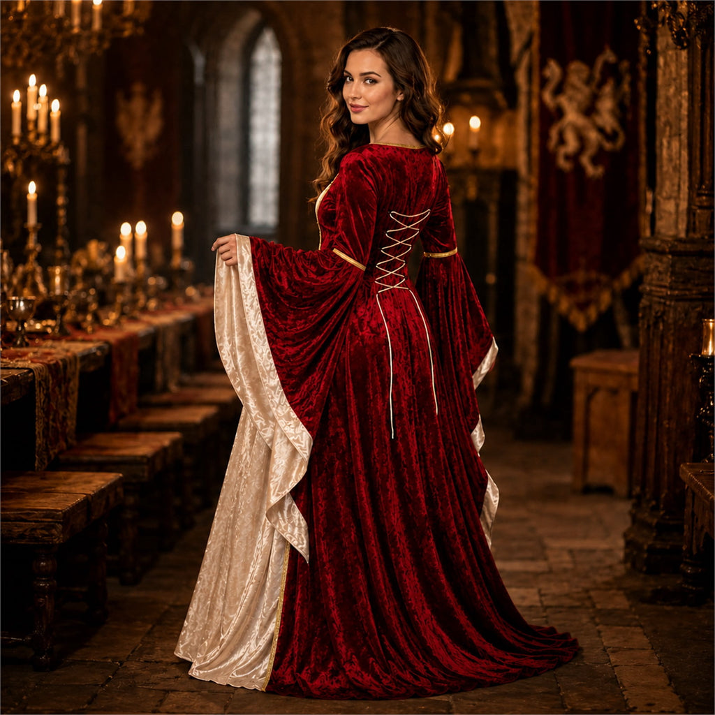 Witch Dress for Women Costume Halloween Vampire Dress 2026 Gothic Witch Costume Women Renaissance Medieval Velvet Outfit Cosplay Party White S