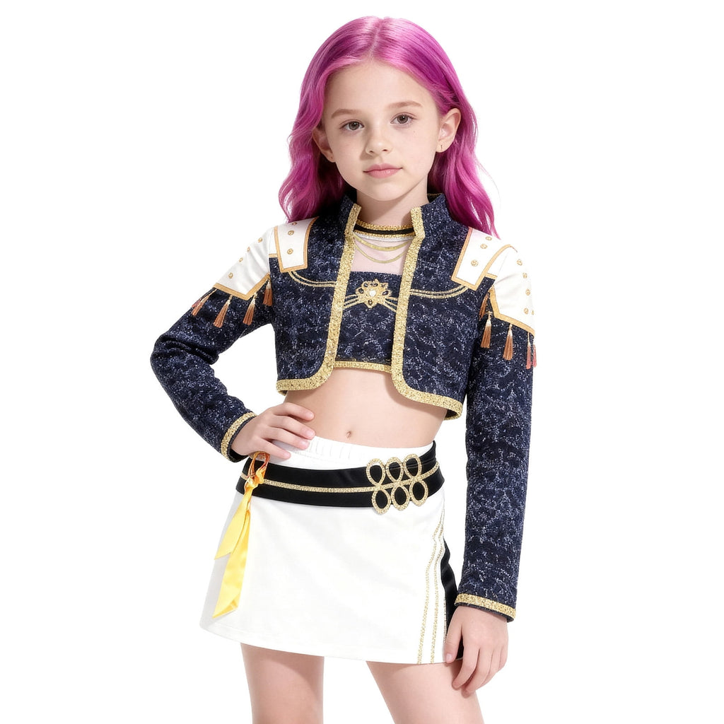 Halloween Costume Pop Star Stage Outfit Pop Idol Jacket Top and Shorts 3-Piece Set