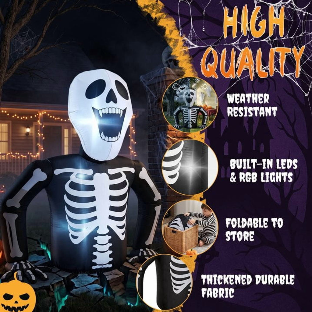Ktaxon 6' Halloween Inflatables Skeleton Outdoor Halloween Decoration Emerging Skeleton,Built-In LED