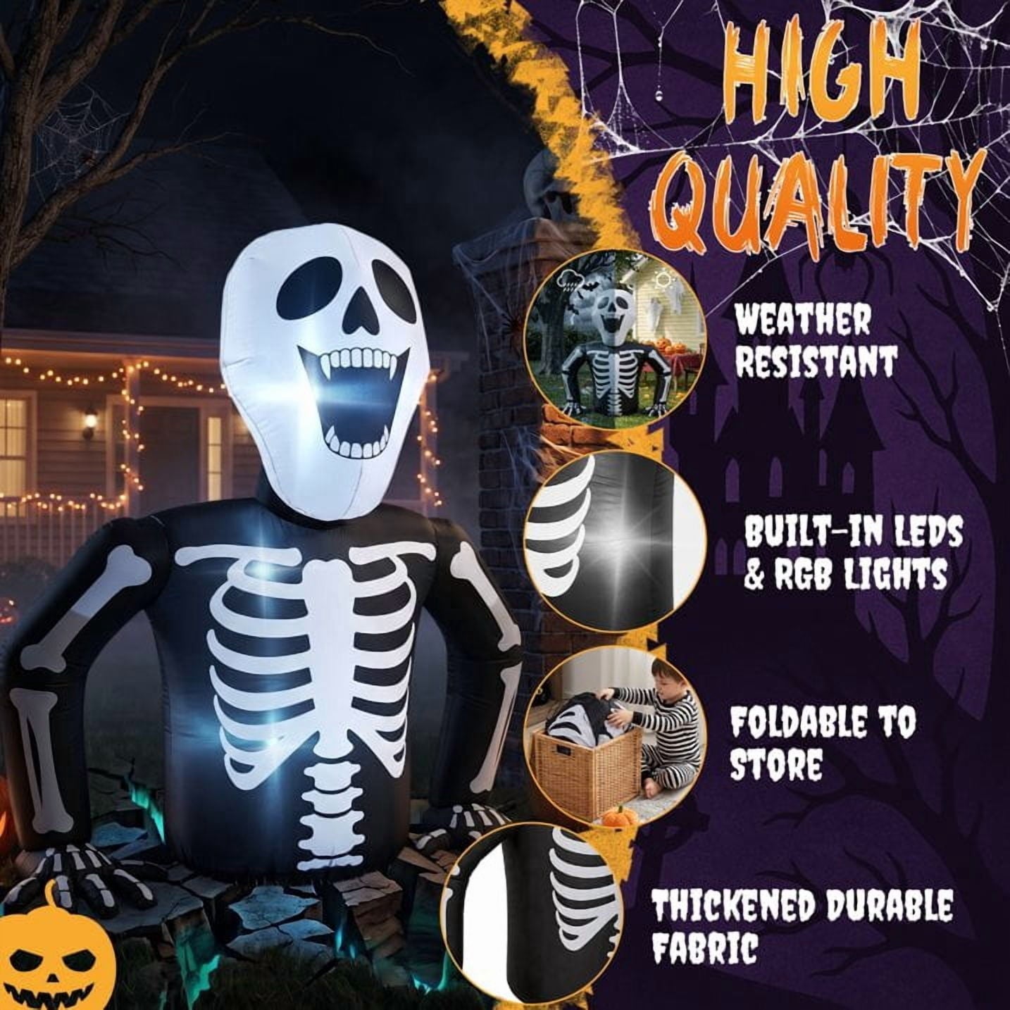 Ktaxon 6' Halloween Inflatables Skeleton Outdoor Halloween Decoration Emerging Skeleton,Built-In LED