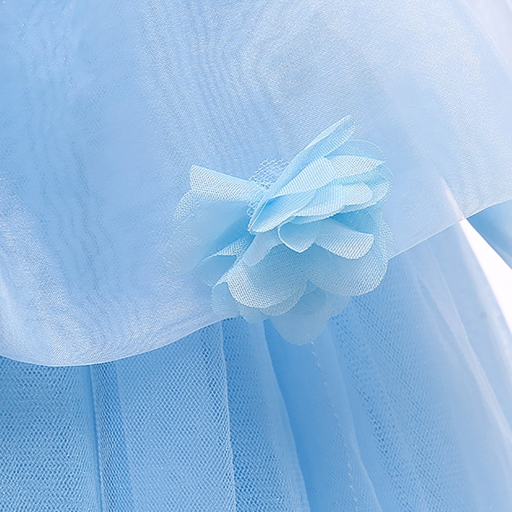 IBTOM CASTLE Little Girls Princess Halloween Cosplay Outfits for Kids Party Fancy Dress up Long Evening Gown 4-5 Years Cinderella Blue