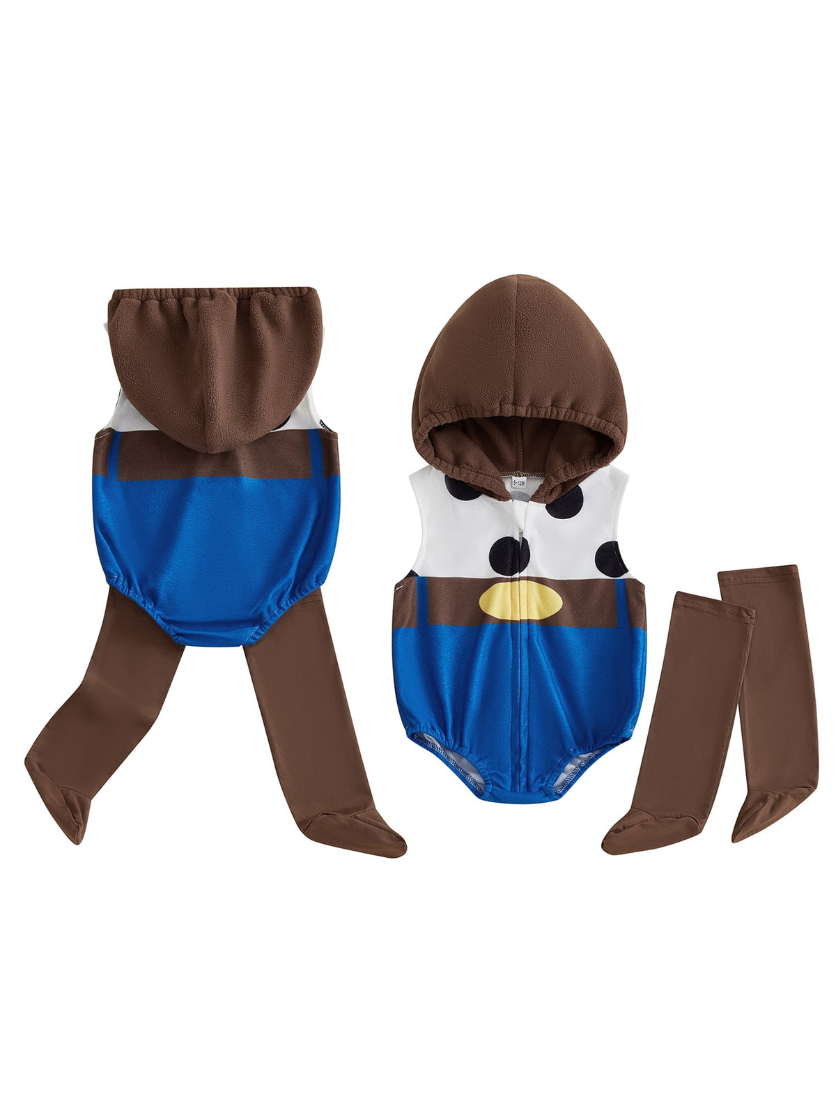 Cjfdfy Newborn Baby Boy Girl Halloween Animal Costume Infant Baby Fox Puppy Dog Frog Poached Egg Costume Fall Winter Sleeveless Hooded Zipper Romper Leg Warmers Set Toddler Halloween Cosplay Outfits