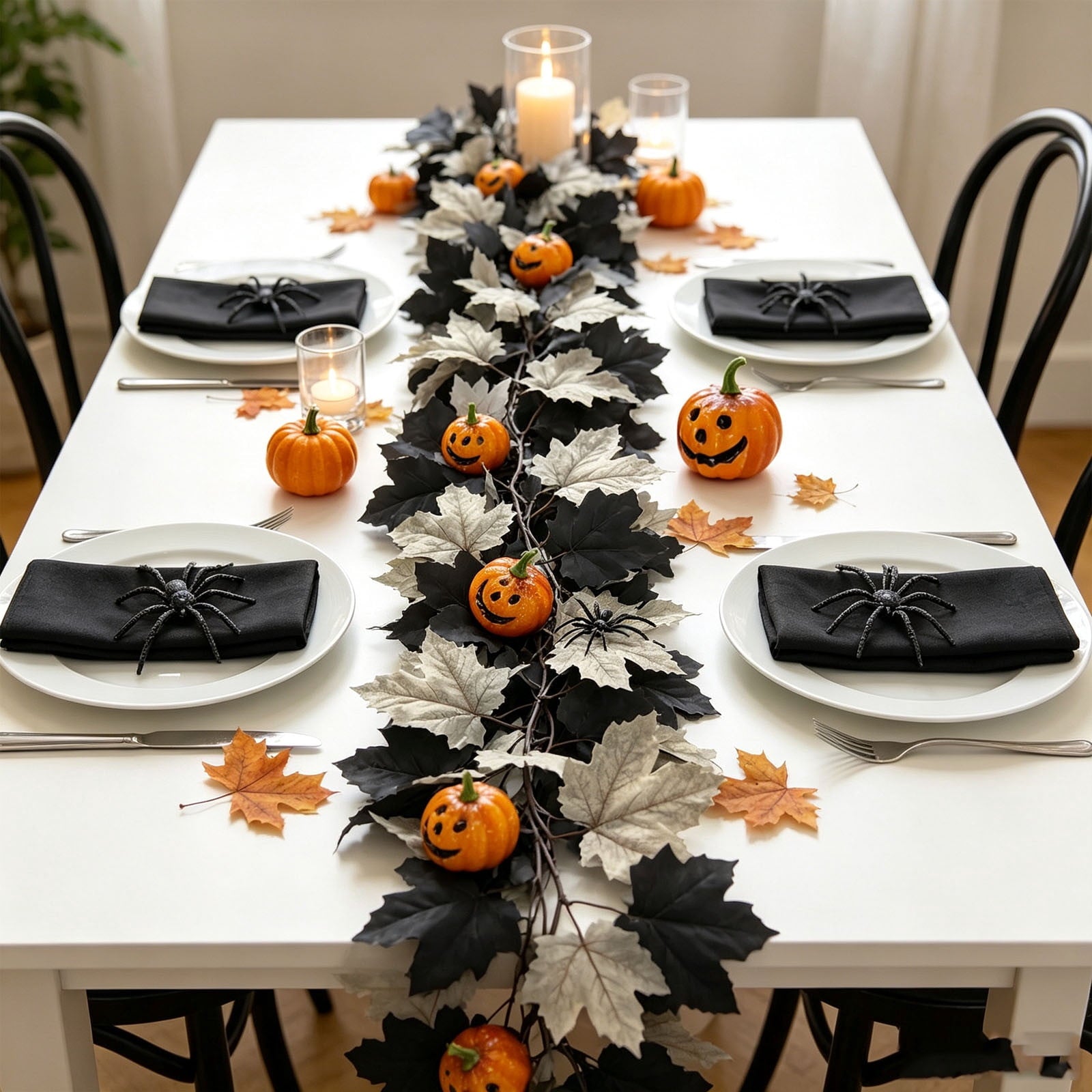 SCNOR Artificial Fall Oak Leaves 2-Pack, Faux Autumn Stems for Vase, Thanksgiving Halloween Table Decor