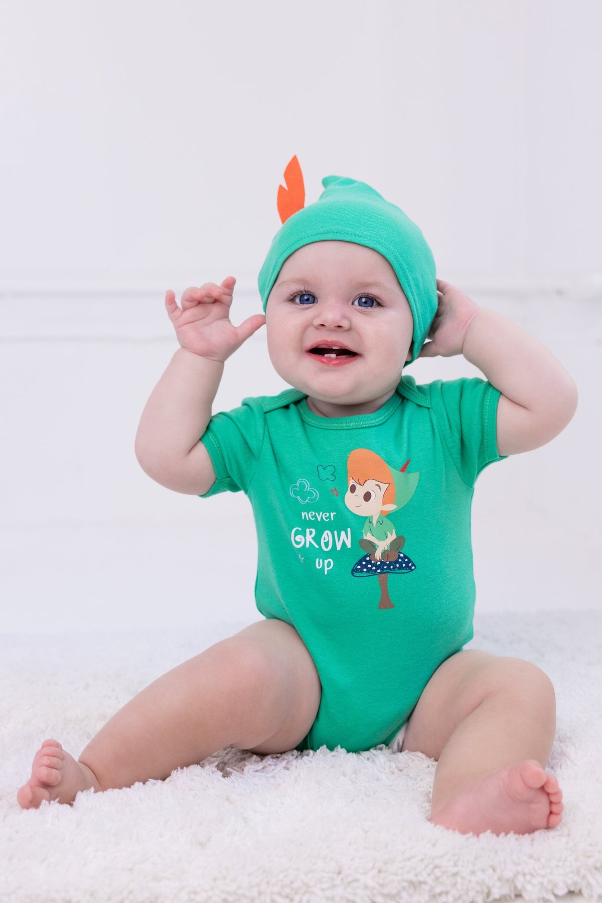 Disney Winnie the Pooh Baby Boy or Girl 2-Piece Cosplay Bodysuit and Hat Set Light Blue Eeyore