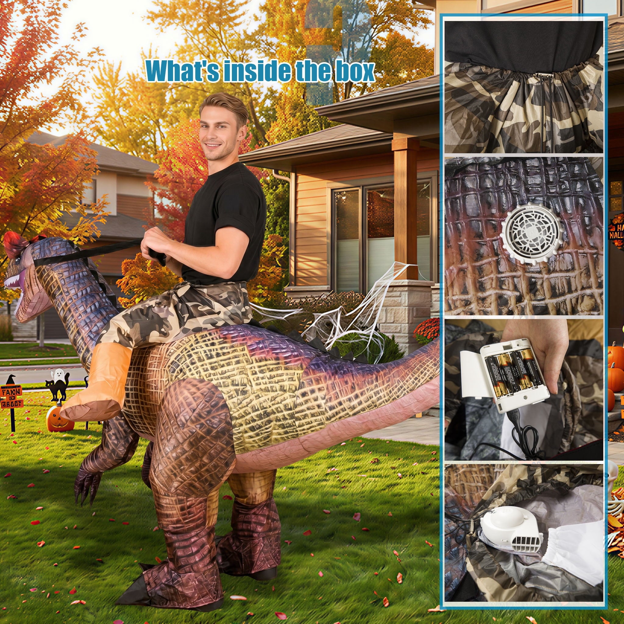 MAGOTAN Halloween Inflatable Dinosaur Costume Adult,Blow Up T Rex Suit Men Women, Halloween Adults Funny Blow Up Lightweight & Flexible for Cosplay, Parades