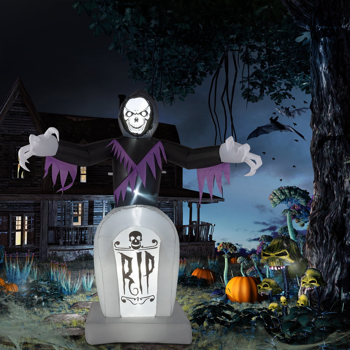 8FT Long Halloween Inflatables Pumpkins Eyeball Candy Outdoor Decorations, Blow Up Yard Decoration with Built-in LEDs Lighted for Lawn Garden Outside Indoor Decor