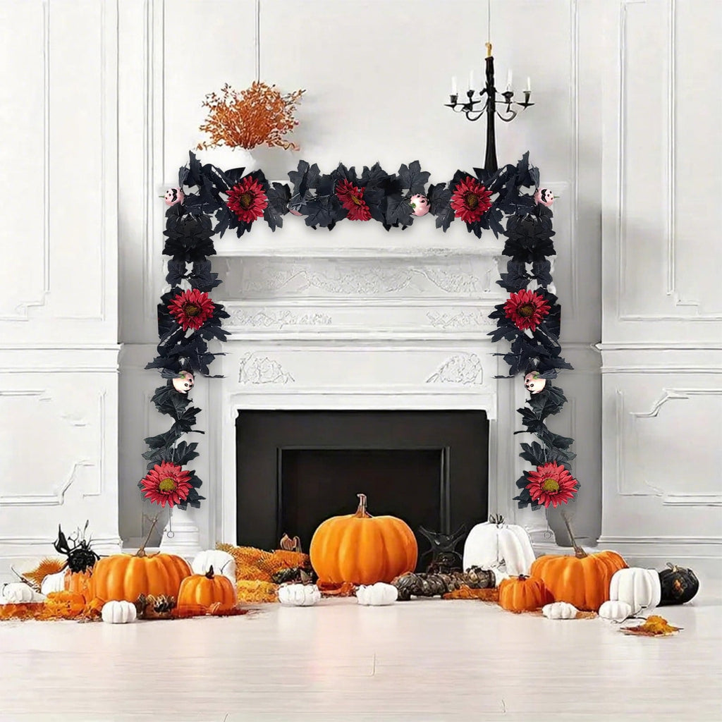 AZXY Halloween Decor, Halloween Indoor Decor, Halloween Tabletop, Artificial White Silk Rose Stems, Gothic Fake Floral Bouquet, Halloween Decorations for Home Table Party Decor