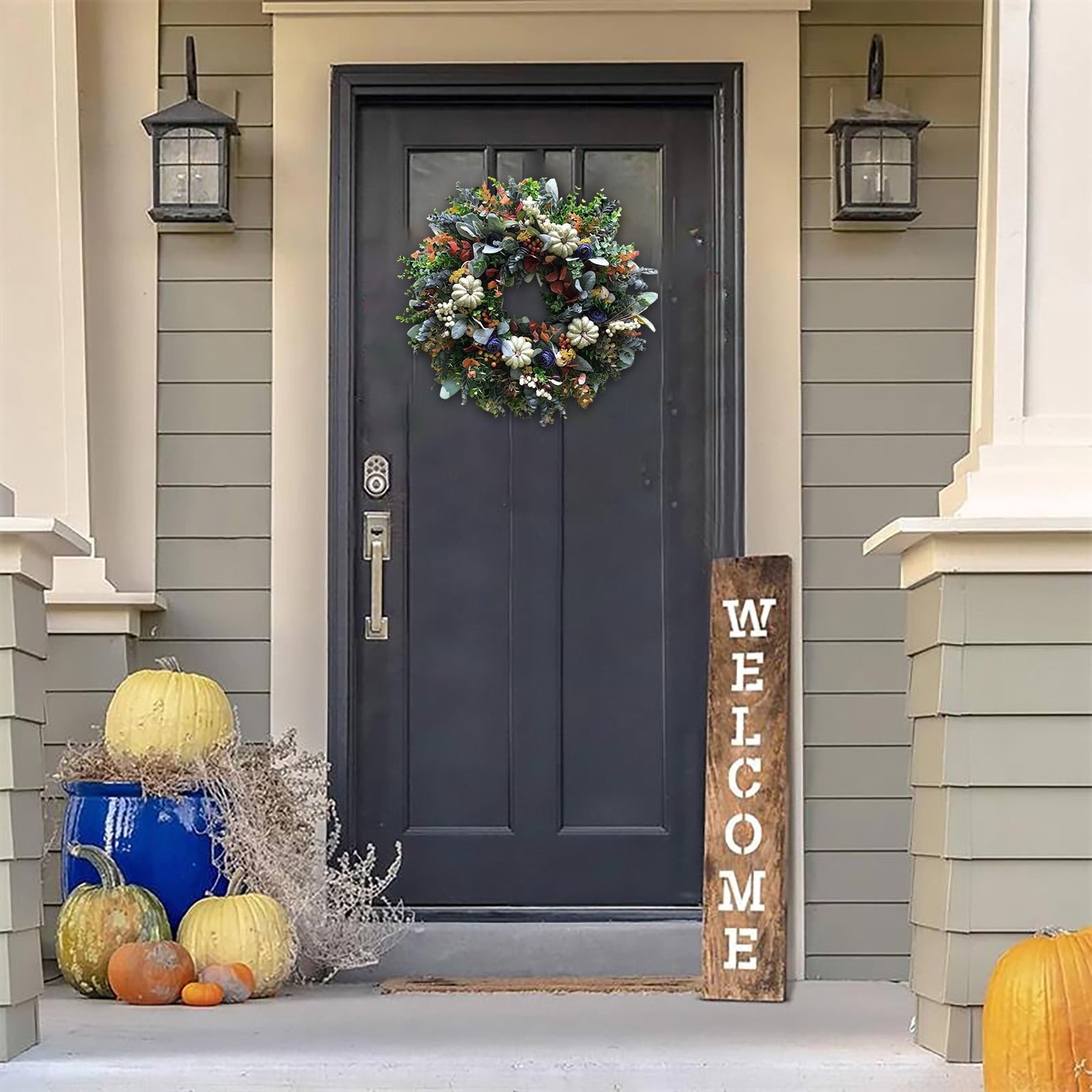 Decorative Wreath, Pumpkin Wreathfall Pumpkin Wreath, Year Round Wreath for Front Door, Artificial Wreath, Front Door Wreath, Family Farmhouse Decor and Spring Wreath, Easter Wreath