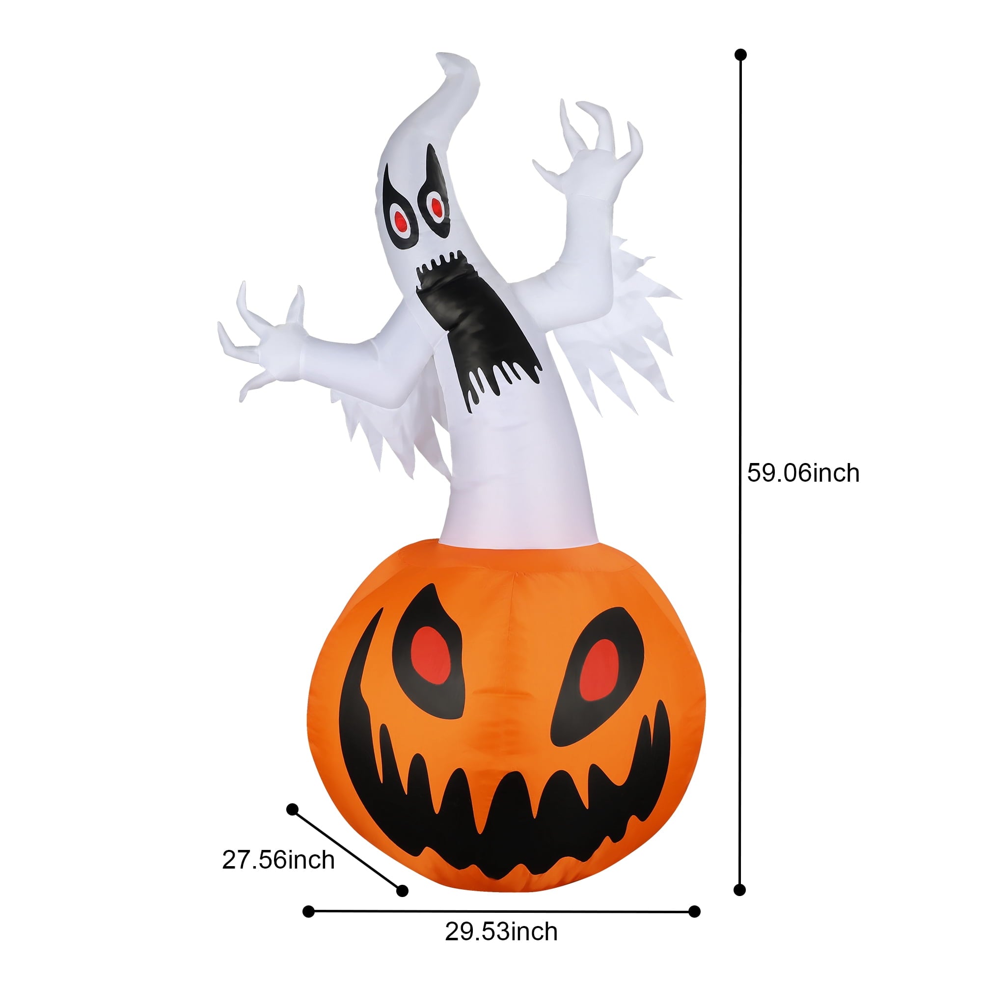 MAGOTAN 5 FT Halloween Inflatables Cape Pumpkin Outdoor Decorations Cape Pumpkin Halloween Inflatable Blow Up Halloween Cape Pumpkin Decoration Build-in LED Lights